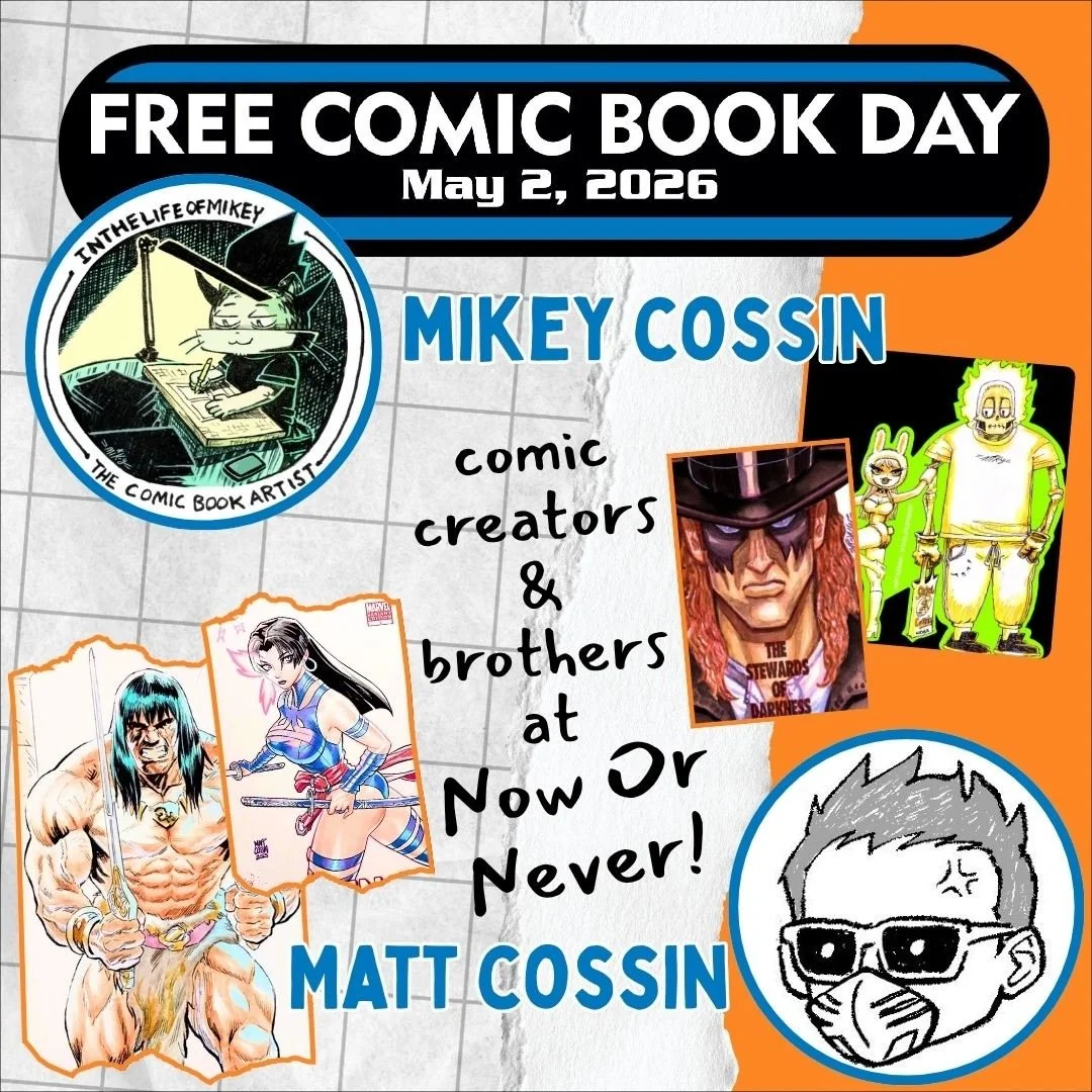 We&rsquo;ll be hosting local comic creators Matt &amp; Mikey Cossin at the shop on Saturday, May 2nd, for Free Comic Book Day! 

Matt ( @_mattcossin_ ) &amp; Mikey ( @inthelifeofmikey ) are a dynamic creative duo known for their vivid character desig