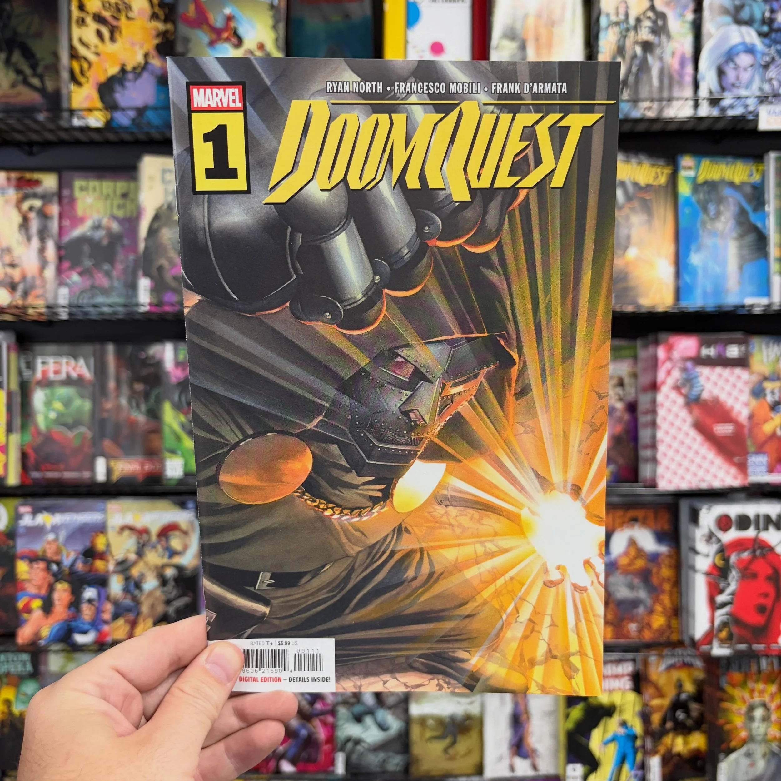 It&rsquo;s New Comic Book Day, BECAUSE DOOM DEMANDS IT! 

We&rsquo;ve got stacks of new books for you this week, including the 1st issues of DOOMQUEST, Superman: Father of Tomorrow (about Jor-El landing on Earth instead!), Did You Hear About Mimi Gre
