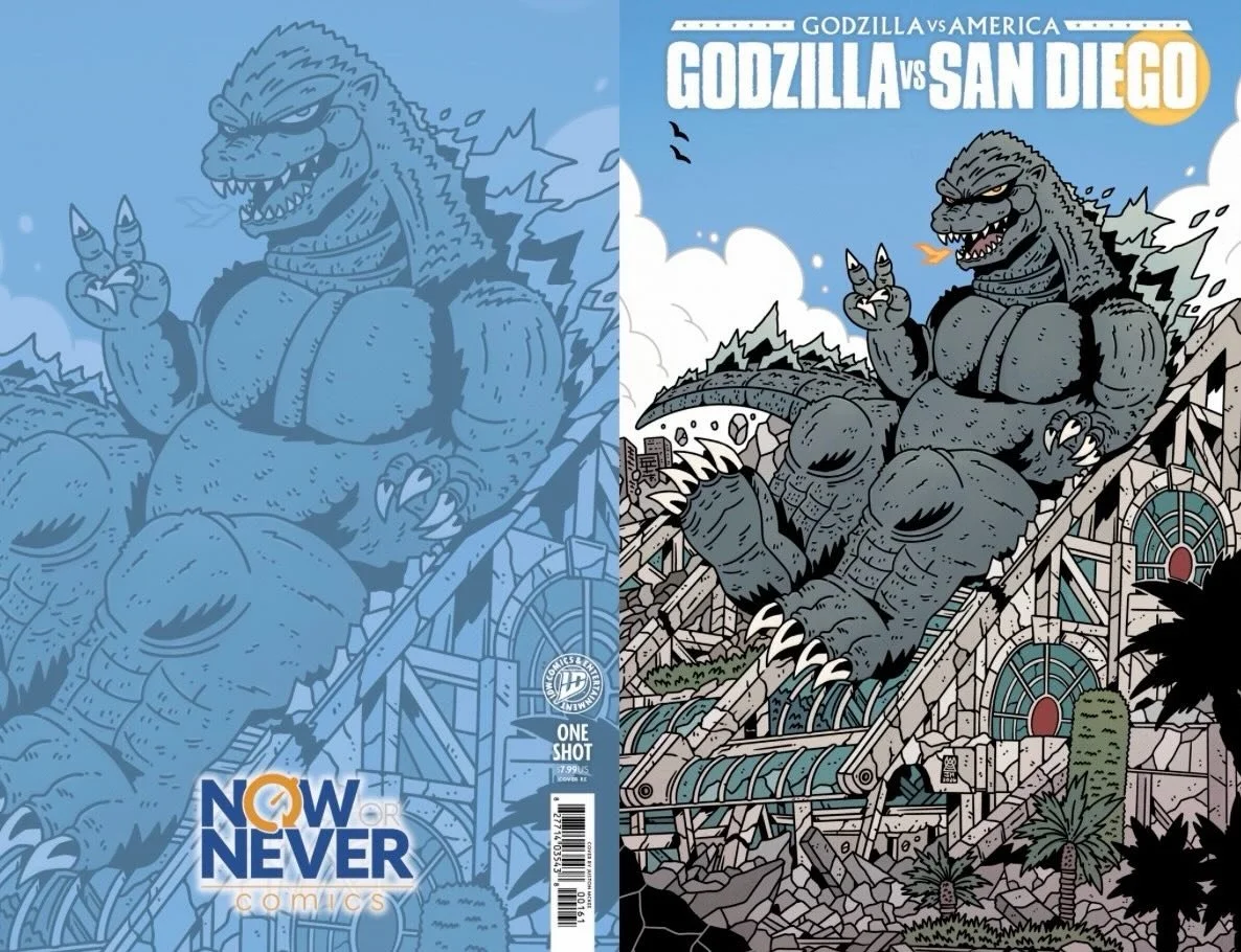 We&rsquo;ve got a kaiju sized surprise for you: a Now Or Never exclusive variant for Godzilla Vs San Diego by our old friend @uppermindink! 

The King of the Monsters (Godzilla, not Juston) has spent the last year stomping his way across the country,