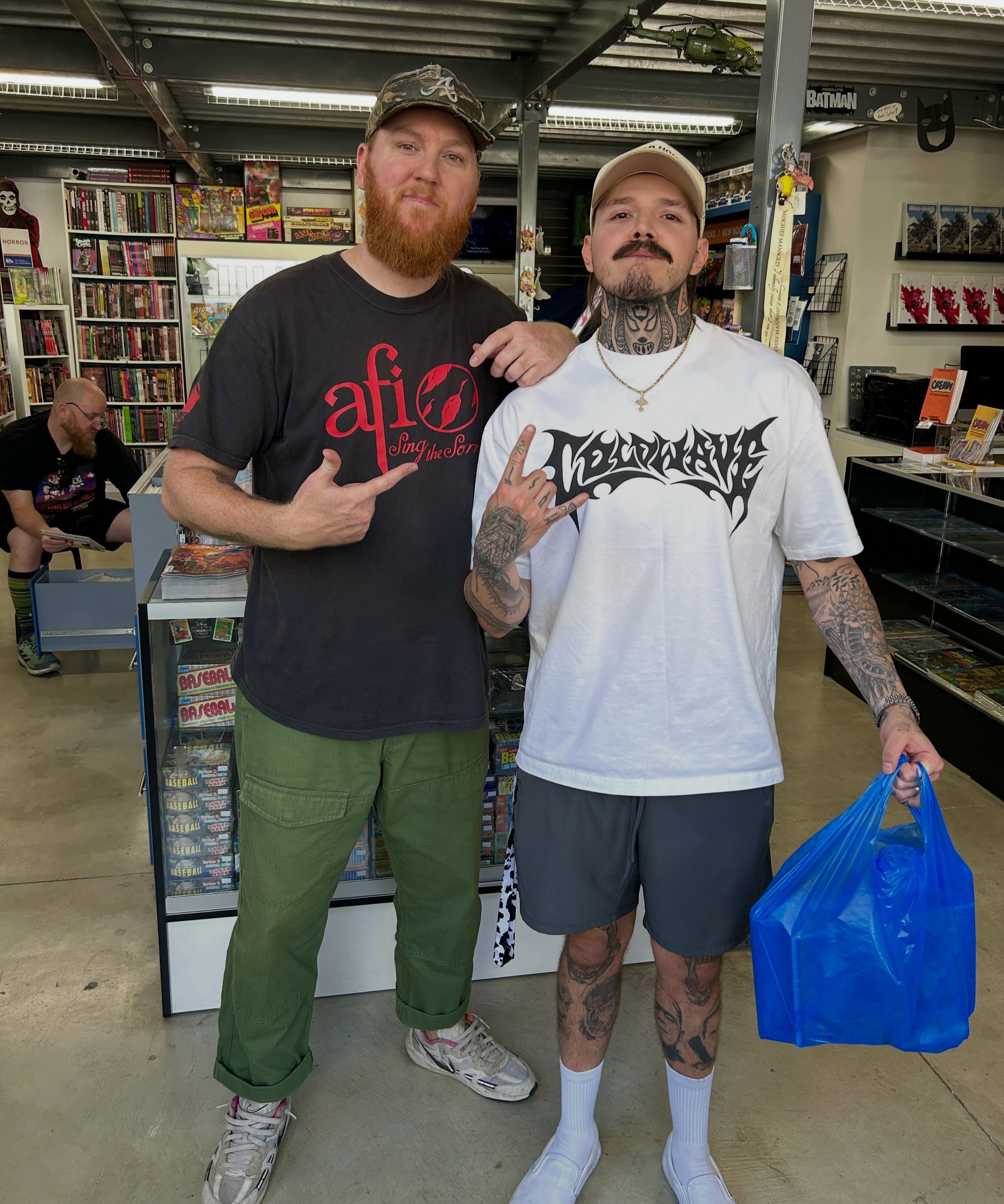 It&rsquo;s official: Zach is no longer the biggest heel to ever walk into the shop. Shout out to local legend, WWE superstar, and current AAA Mega Champion @dominik_35 for visiting and for signing our stairs!