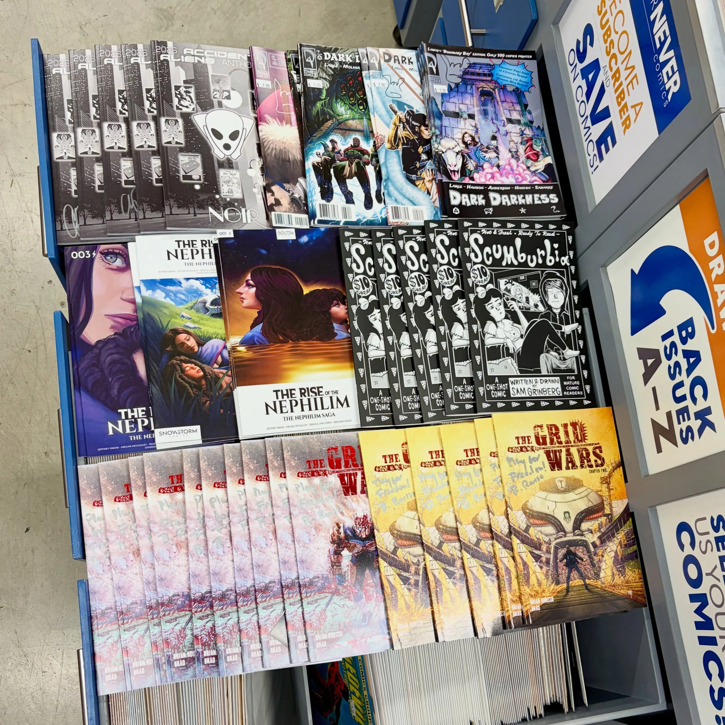 Couldn&rsquo;t make it to the signings we&rsquo;ve hosted over the last 2 weekends? Good news, we stocked up on books from everyone in attendance, so our Local Creators bins are PACKED!

We&rsquo;ve got the latest @accidentalaliens anthology signed b