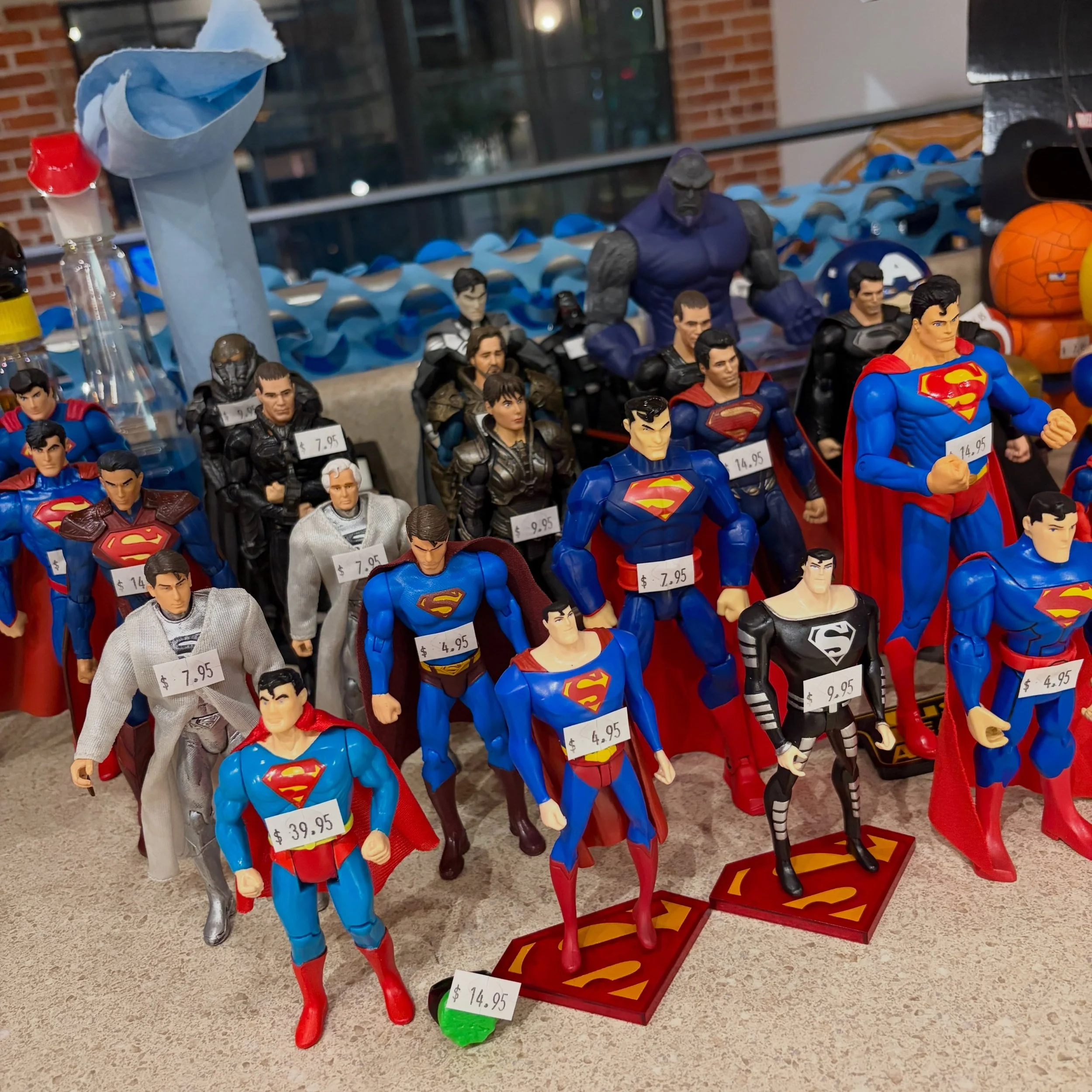 Priced up a whole bunch of Supermen last night. Supermen? Supermans? Some other Kryptonians too, Zod in chains, even Joe-El in a bathrobe. Adding these to the showcase today and pricing up more figures from some recent collections we&rsquo;ve picked 