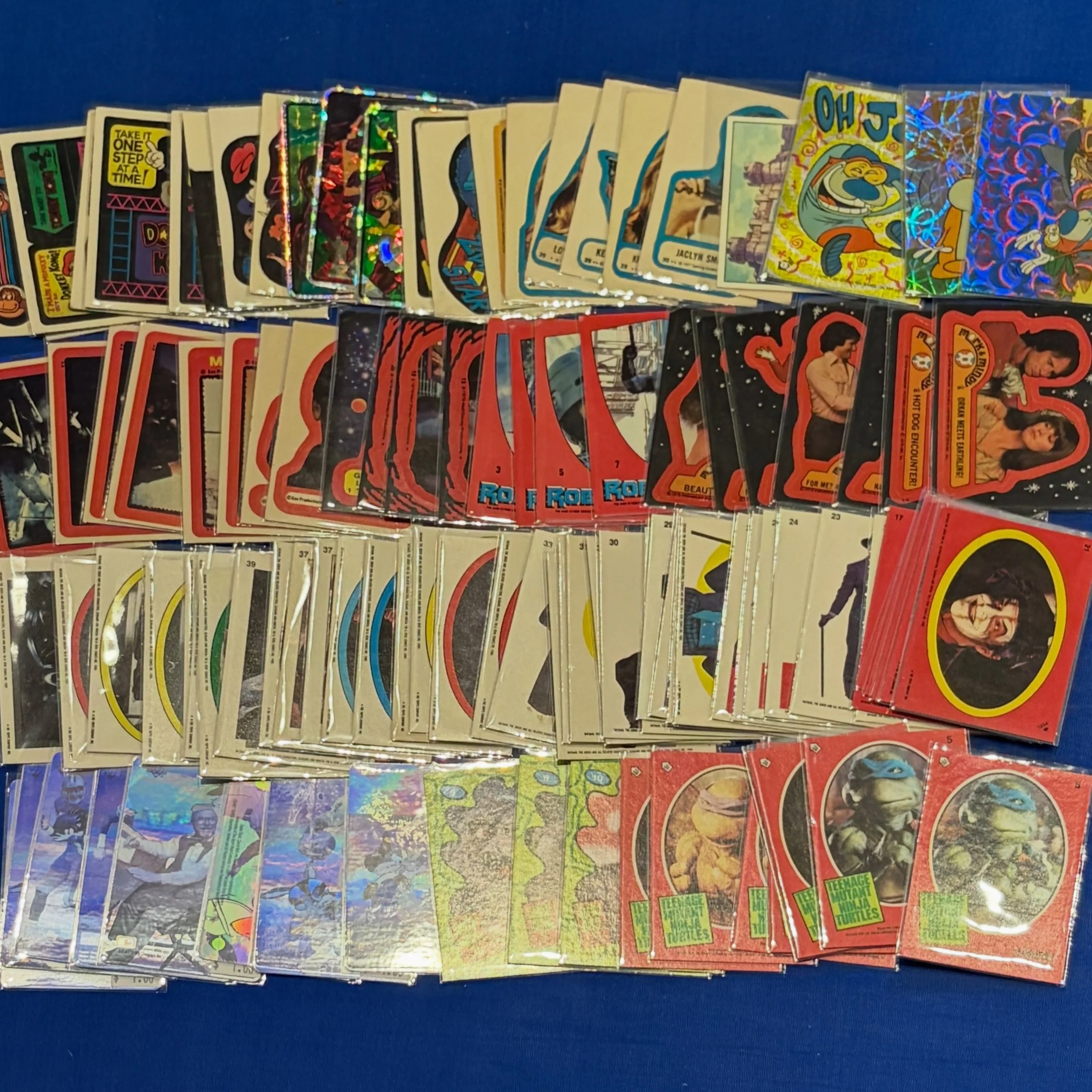 Priced up a few hundred vintage stickers over the weekend, almost all a buck or two! Burton Batman, TMNT, Robocop 2, Mork &amp; Mindy, Black Hole, ET, Moonraker, Charlie&rsquo;s Angels, Looney Tunes, Ren &amp; Stimpy, Super Mario, Donkey Kong and mor
