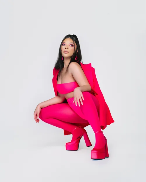 Hot pink outfit birthday portrait