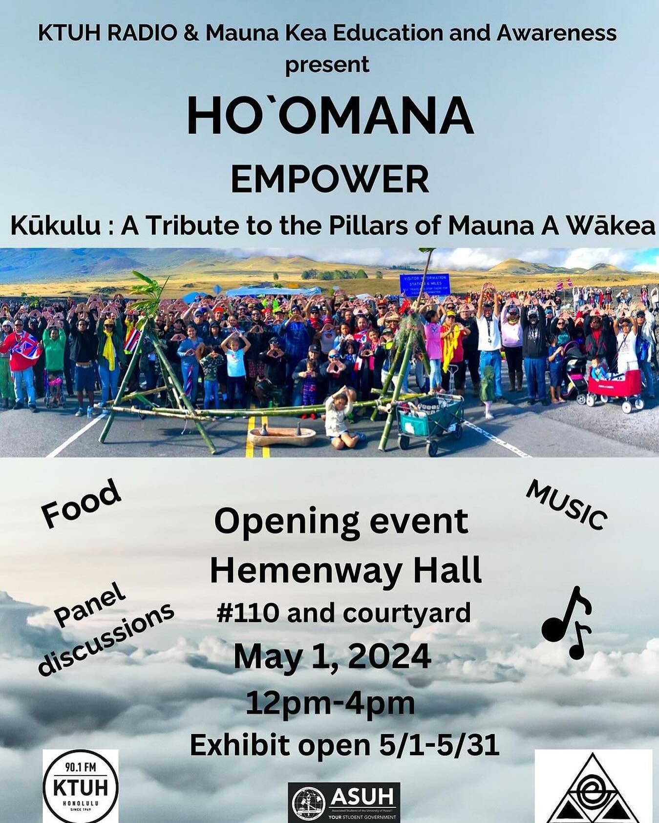 Hope to see you on May 1 for HO'OMANA, Empower. Mahalo to all who have had a part in bringing KŪKULU to Manoa. Repost from @ktuhfm
&bull;
In partnership with Mauna Kea Education and Awareness (MKEA), KTUH proudly presents two installations at the Uni