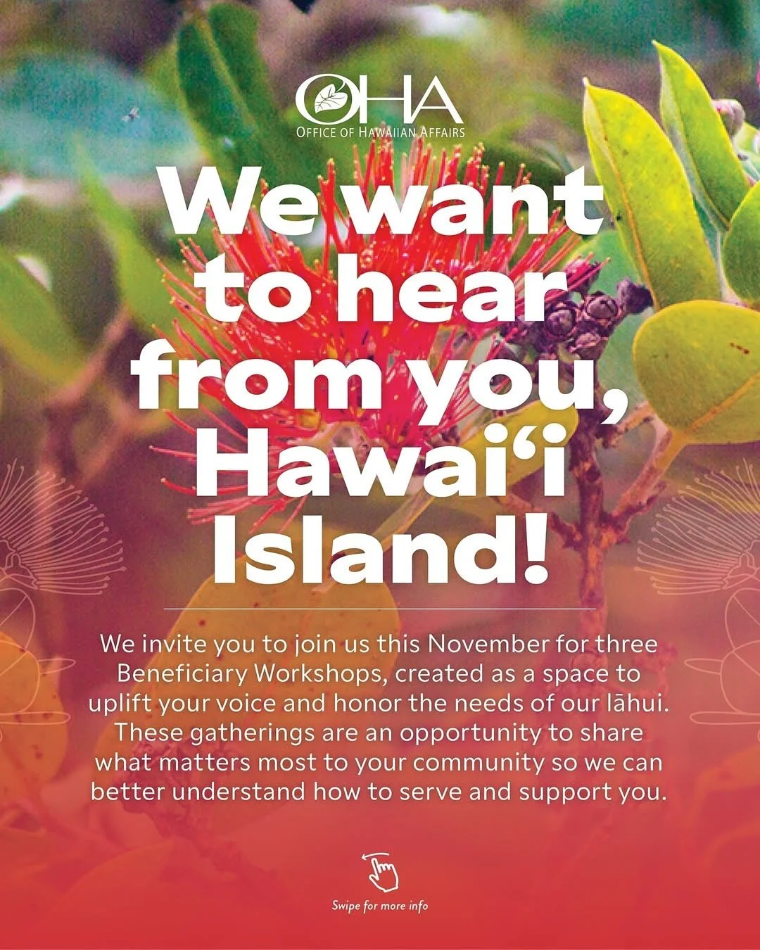 Aloha Everyone, Please attend to learn and to share! Thereʻs so many topics to address regarding Moku o Keawe including but definitely not limited to the TMT, Military leases at Pōhakuloa, and Geothermal. 

Many of you have put in so much energy, tim