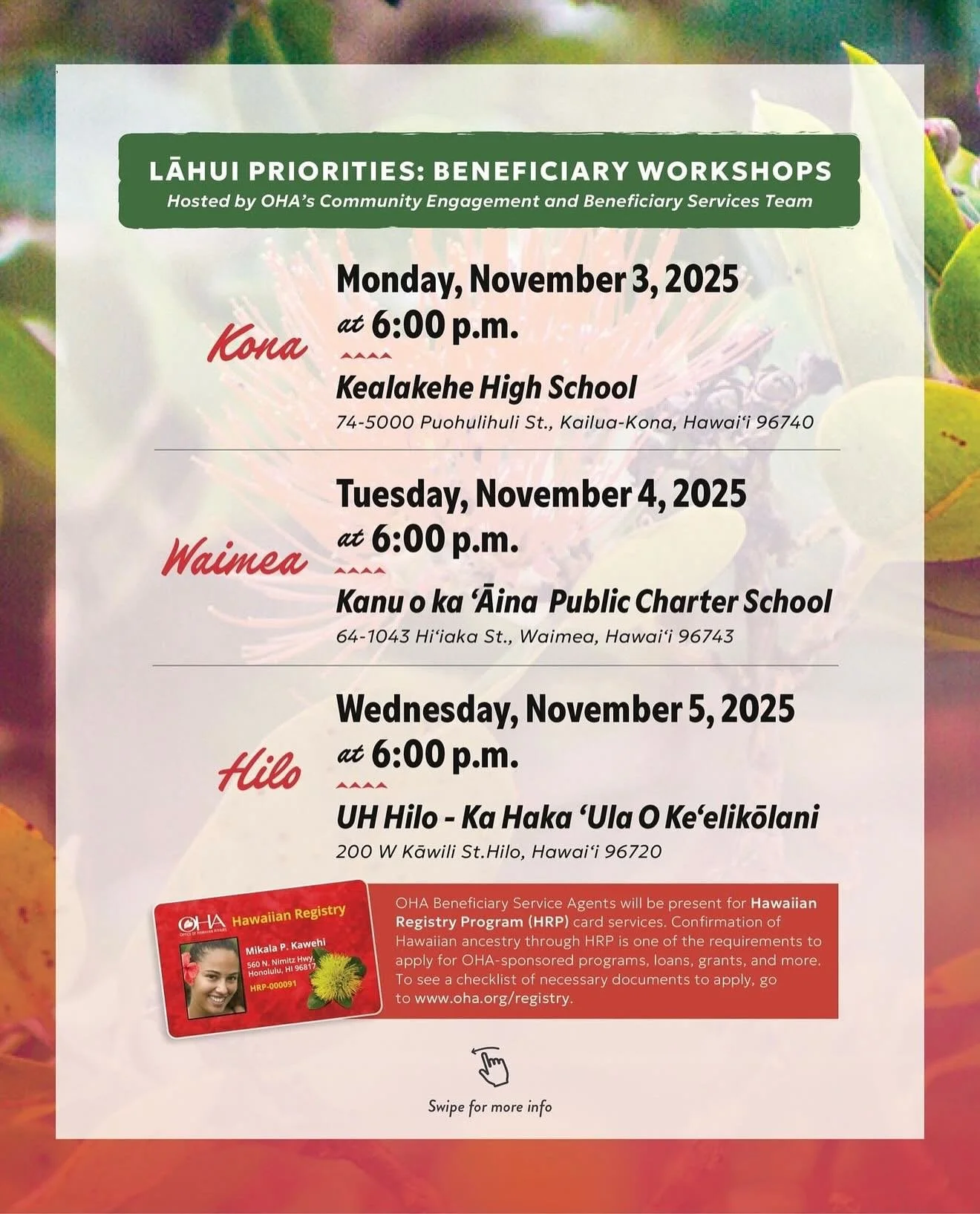 Mauna Kea Education and Awareness will continue to collaborate and provide sources of information and calls to action to ensure that there are opportunities to be fully informed of issues that have the potential to severely impact the land, water and