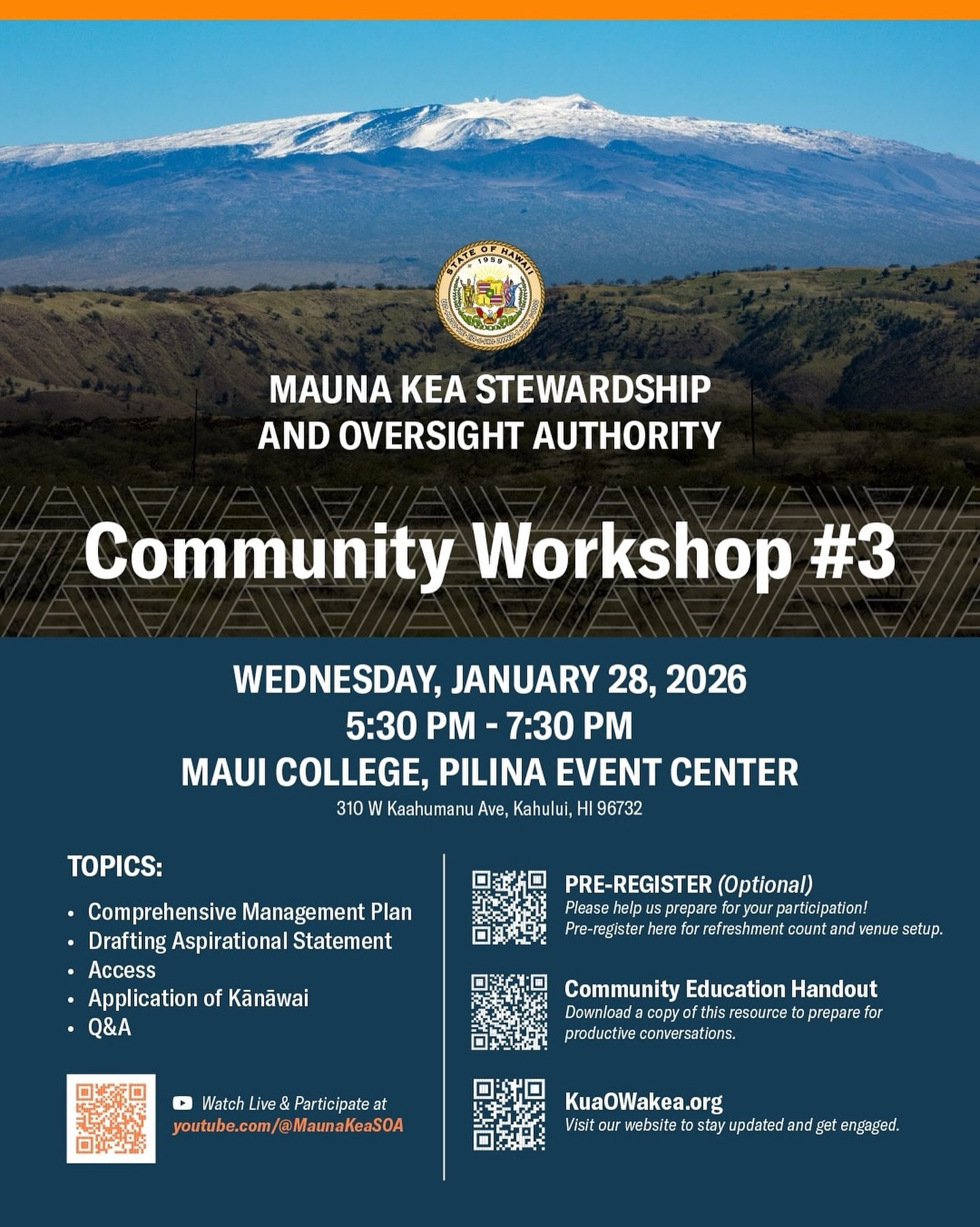 Aloha Maui! @mksoa_mauna_kea is having their workshop TMRW‼️

check out QR codes on flyer for more info!!