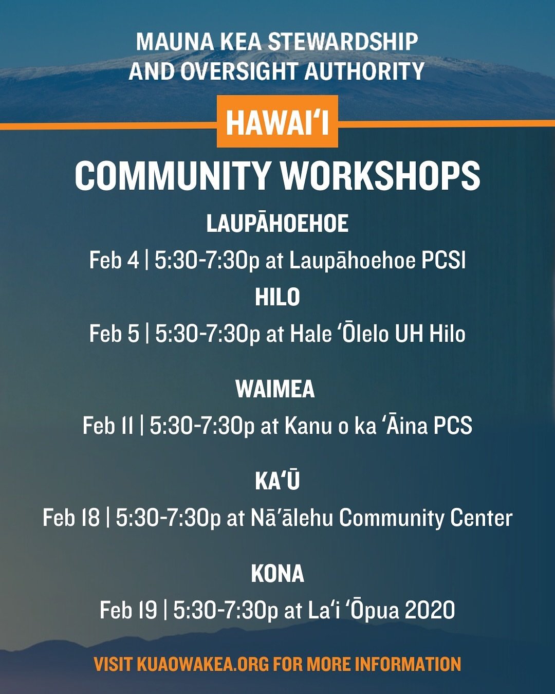 Moku o Keawe! @mksoa_mauna_kea will be holding their workshops throughout the island, starting TMRW‼️

Please show up and make your voices heard!