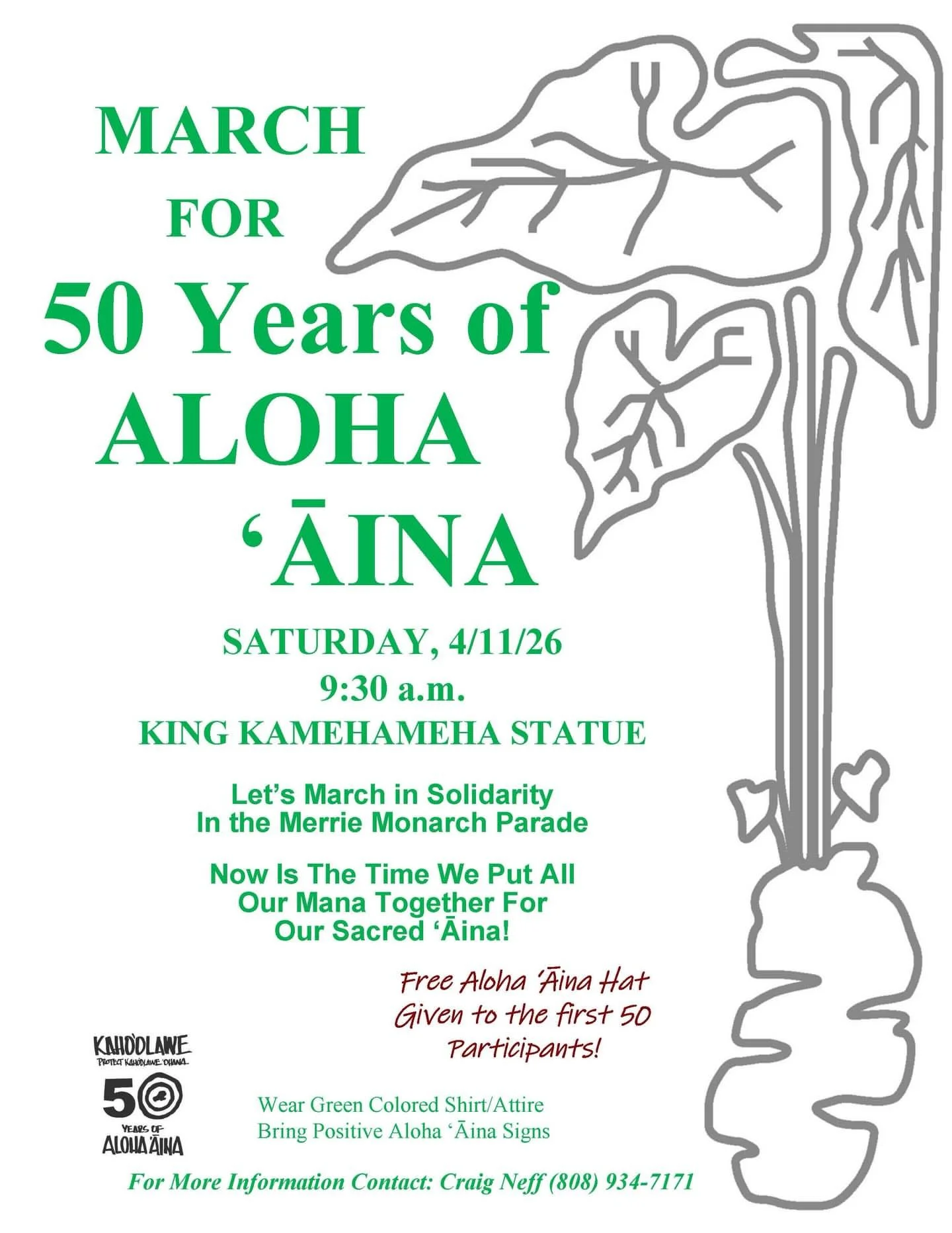 March for 50 Years of Aloha ʻĀina