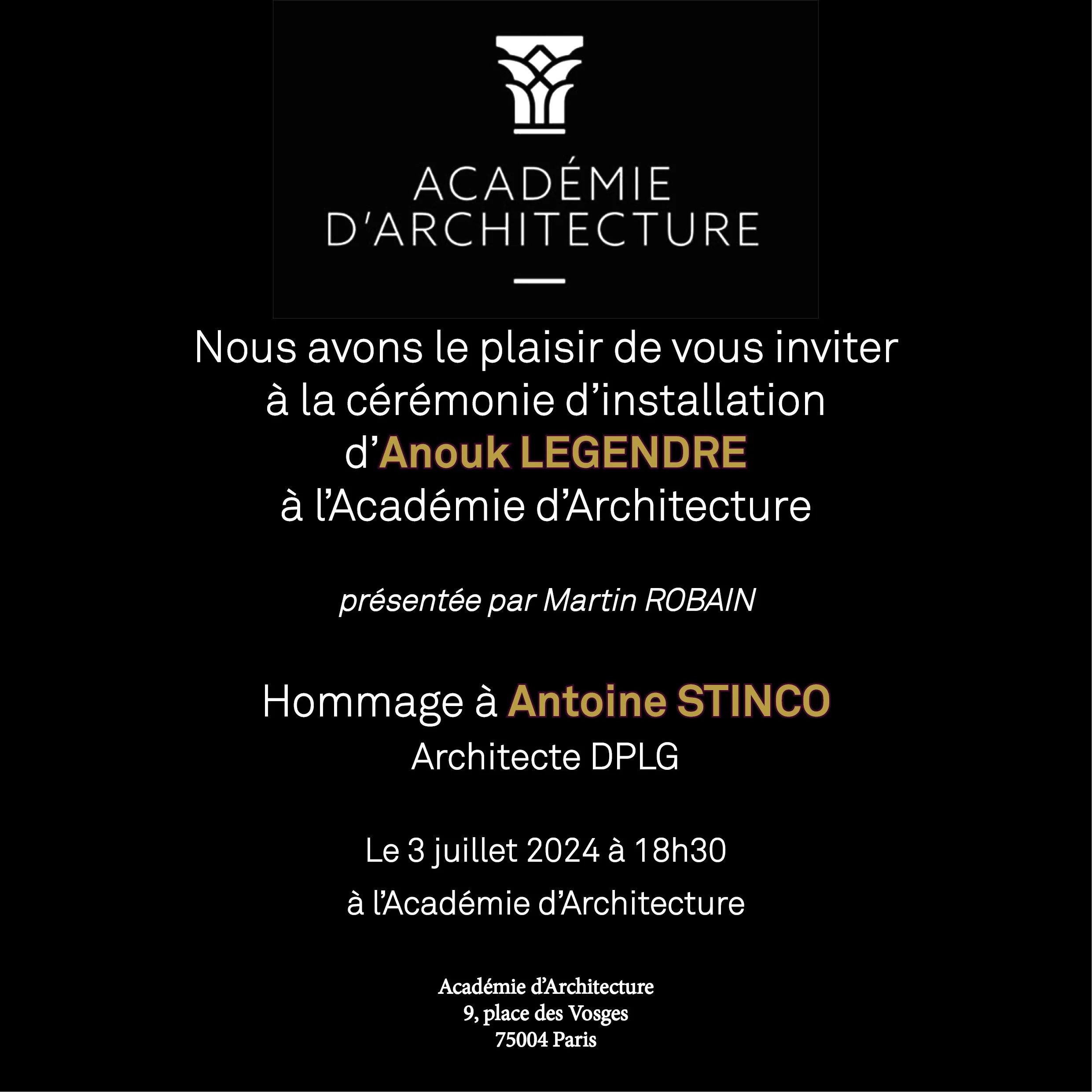 ANOUK LEGENDRE ENTRE A L'ACADEMIE D'ARCHITECTURE 