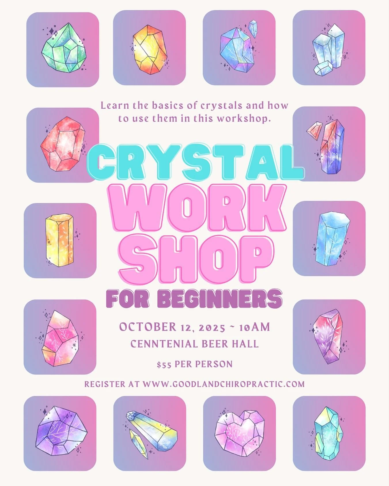✨ New to crystals or ready to reconnect? Join us for a hands-on workshop where we&rsquo;ll explore how to choose, cleanse, and connect with your stones&mdash;all in a relaxed, supportive space. 💫

📍 Centennial Beer Hall
 🗓 Sunday, October 12 | 🕙 