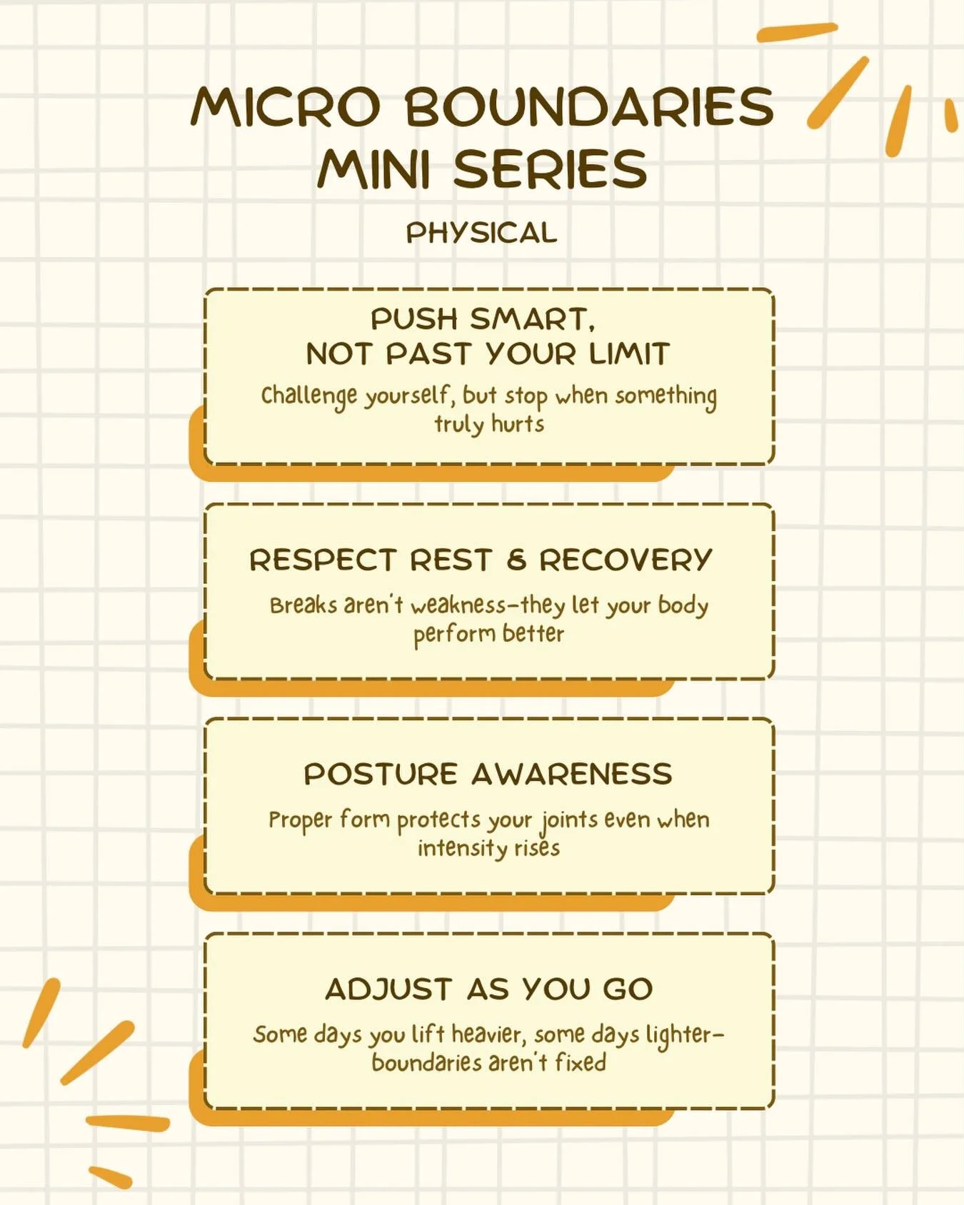 Physical Boundary &ndash; Listen to Your Body

Strength isn&rsquo;t just about how much you can lift or how long you can push. It&rsquo;s about recognizing when to pause, when to adjust, and when to let your body recover. Discomfort can be part of gr