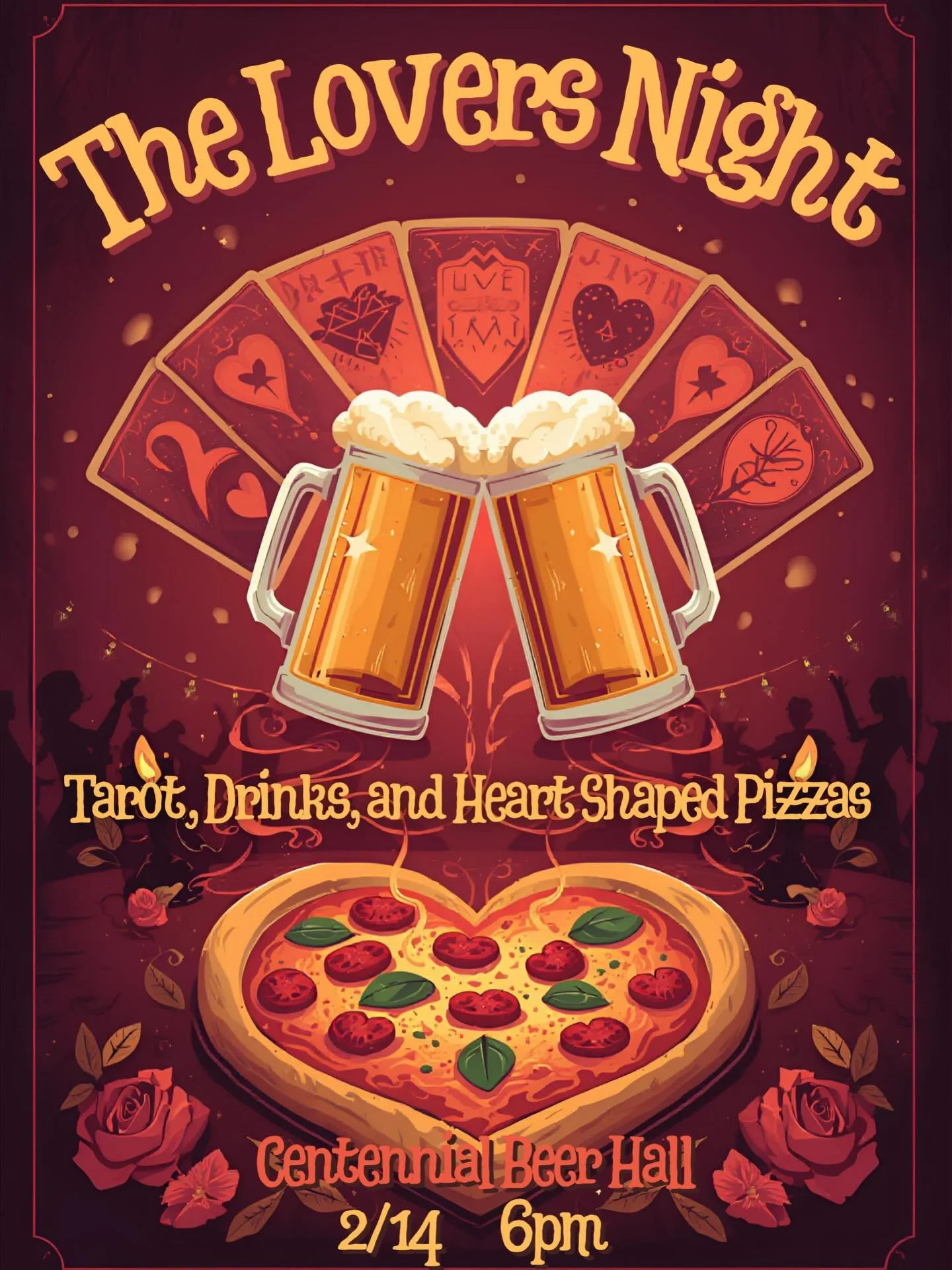 Love is in the cards 🔮❤️ Tarot readings, heart-shaped pizzas, and cold beer. Valentine&rsquo;s at the bar just hits different.