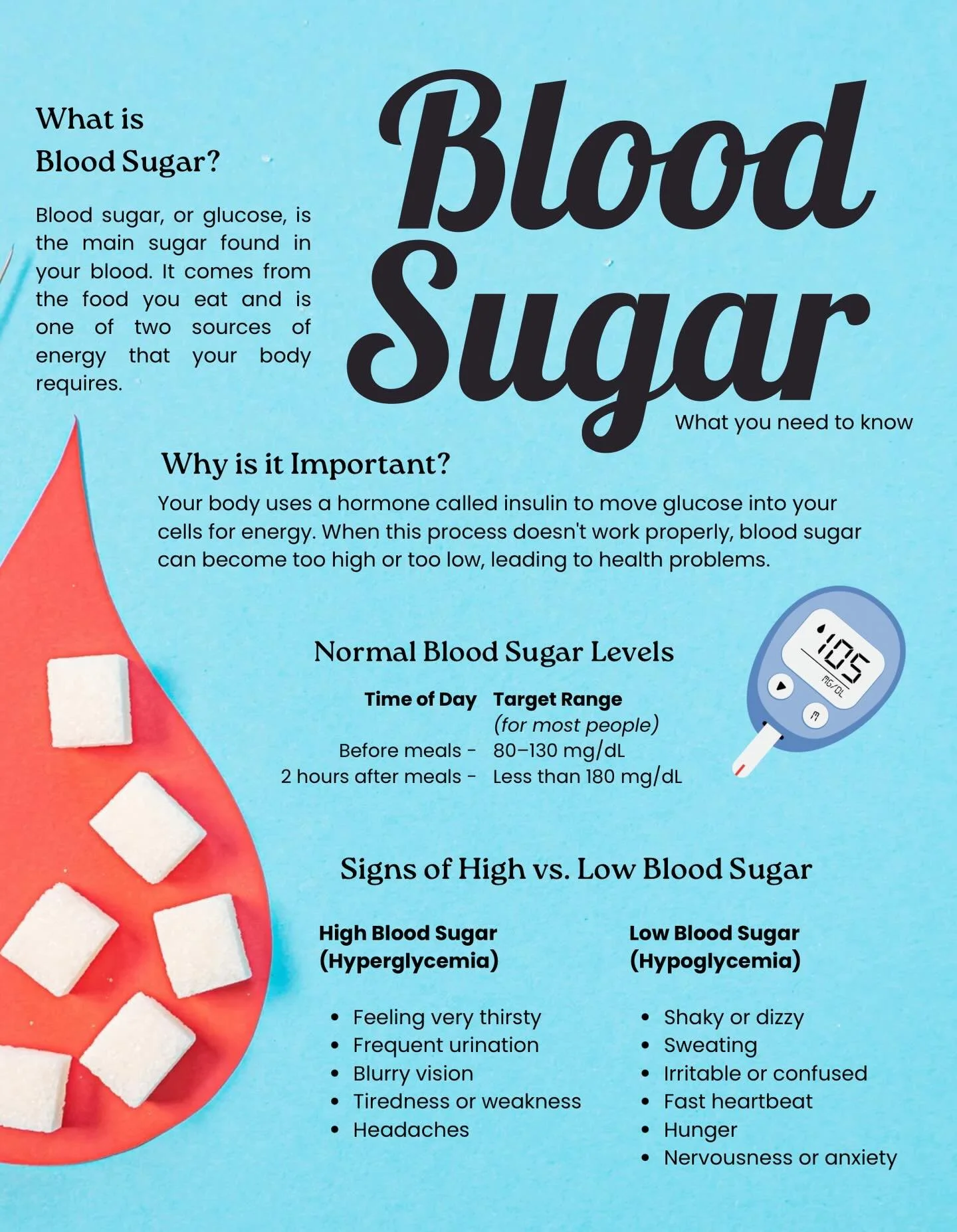 Wellness Wednesday 💚
Did you know balanced blood sugar supports steady energy, better focus, and long-term health? Small daily choices make a big difference! Grab our blood sugar handout from our website to learn simple tips for keeping your levels 