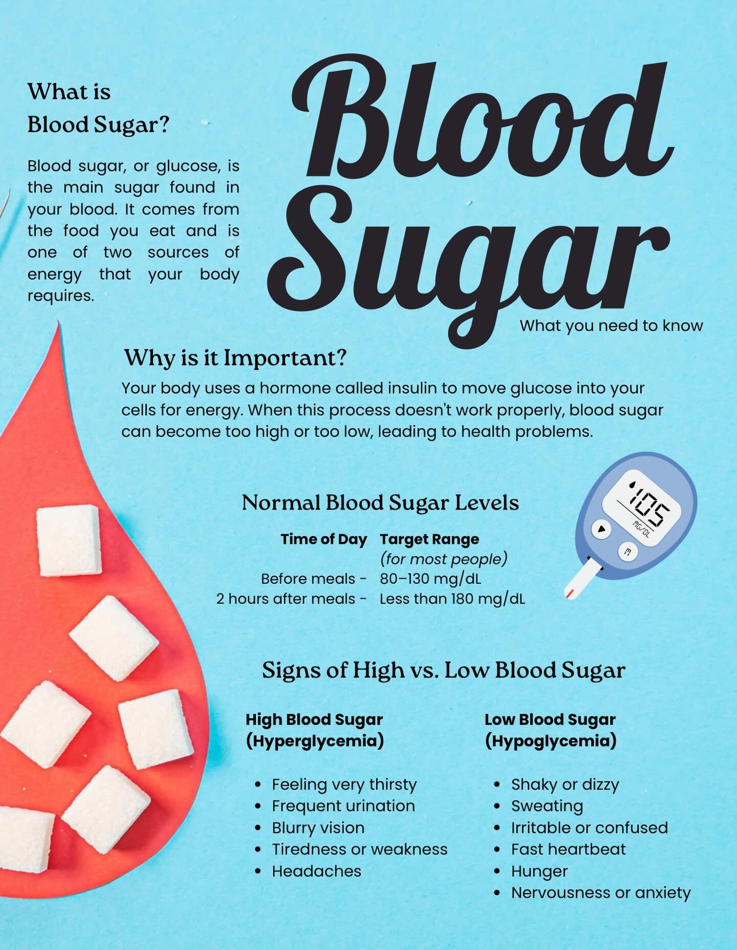 Wellness Wednesday 💚
Did you know balanced blood sugar supports steady energy, better focus, and long-term health? Small daily choices make a big difference! Grab our blood sugar handout from our website to learn simple tips for keeping your levels 