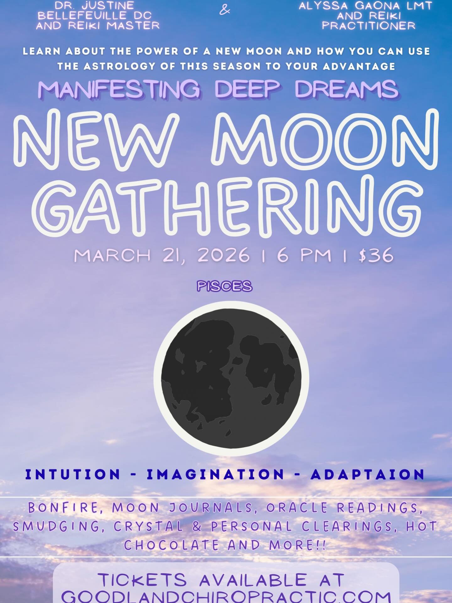 Pisces New Moon magic is calling. 🌙✨

Join us for a dreamy evening around the firepit as we gather to reflect, release, and set intentions under the intuitive energy of the Pisces New Moon. This gentle, soulful gathering is all about trusting your i