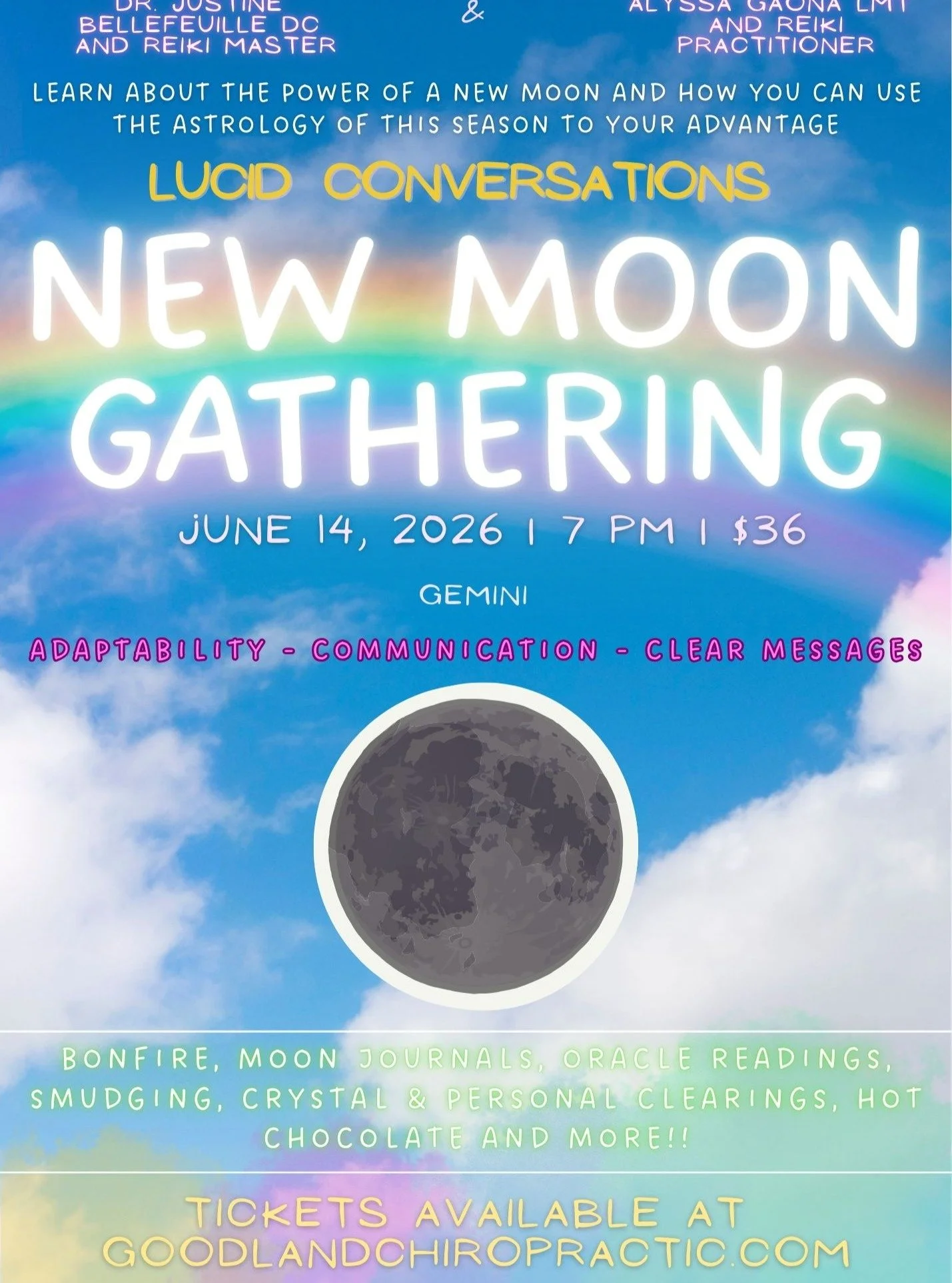 🌙 Gemini New Moon Gathering 🌙
Join us for an evening of connection, reflection, and new beginnings under the curious and illuminating energy of the Gemini New Moon. Together in our private patio space, we&rsquo;ll gather around the firepit to explo