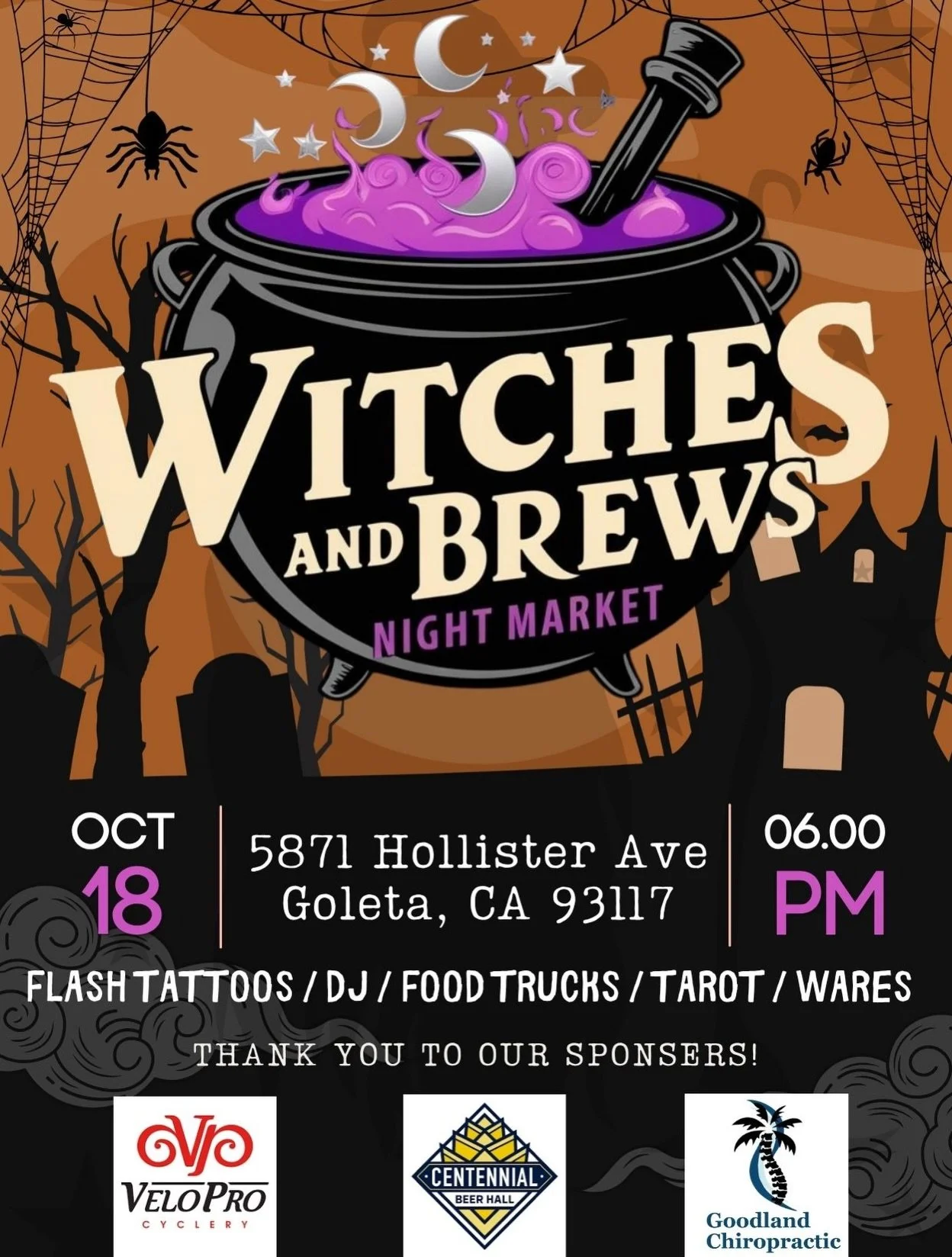 🎃 The magic continues&hellip; and this time, it&rsquo;s getting spooky! The veil is thin and anything is possible!
Join us at 6pm for Witches &amp; Brews Night Market on Sunday, October 18th at Centennial Beer Hall for an evening filled with local m