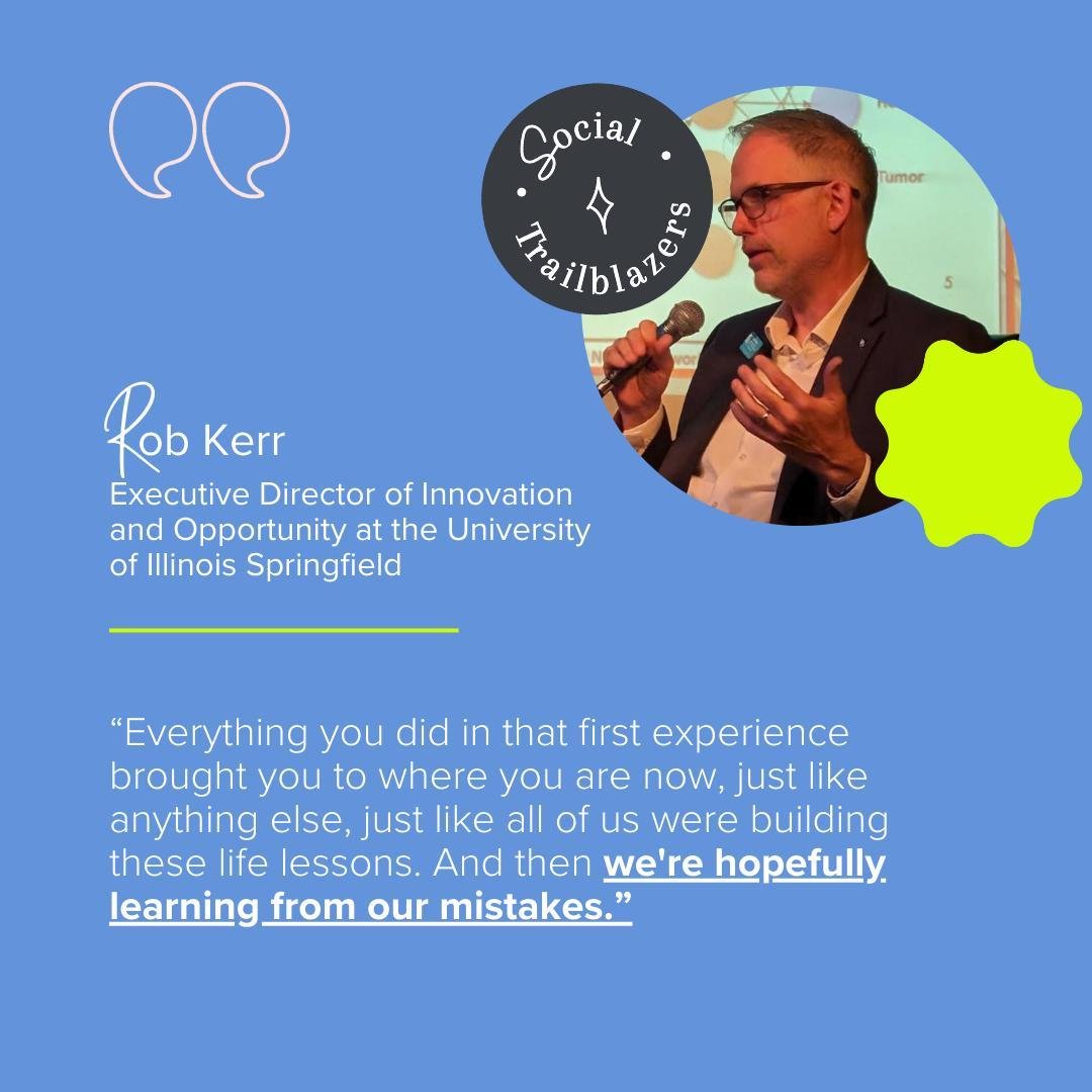 Did you miss last week's episode with Rob Kerr, Executive Director of Innovation and Opportunity at the University of Illinois Springfield? He shares how early experiences shape our journey.

Watch the full episode now to learn more about innovation 