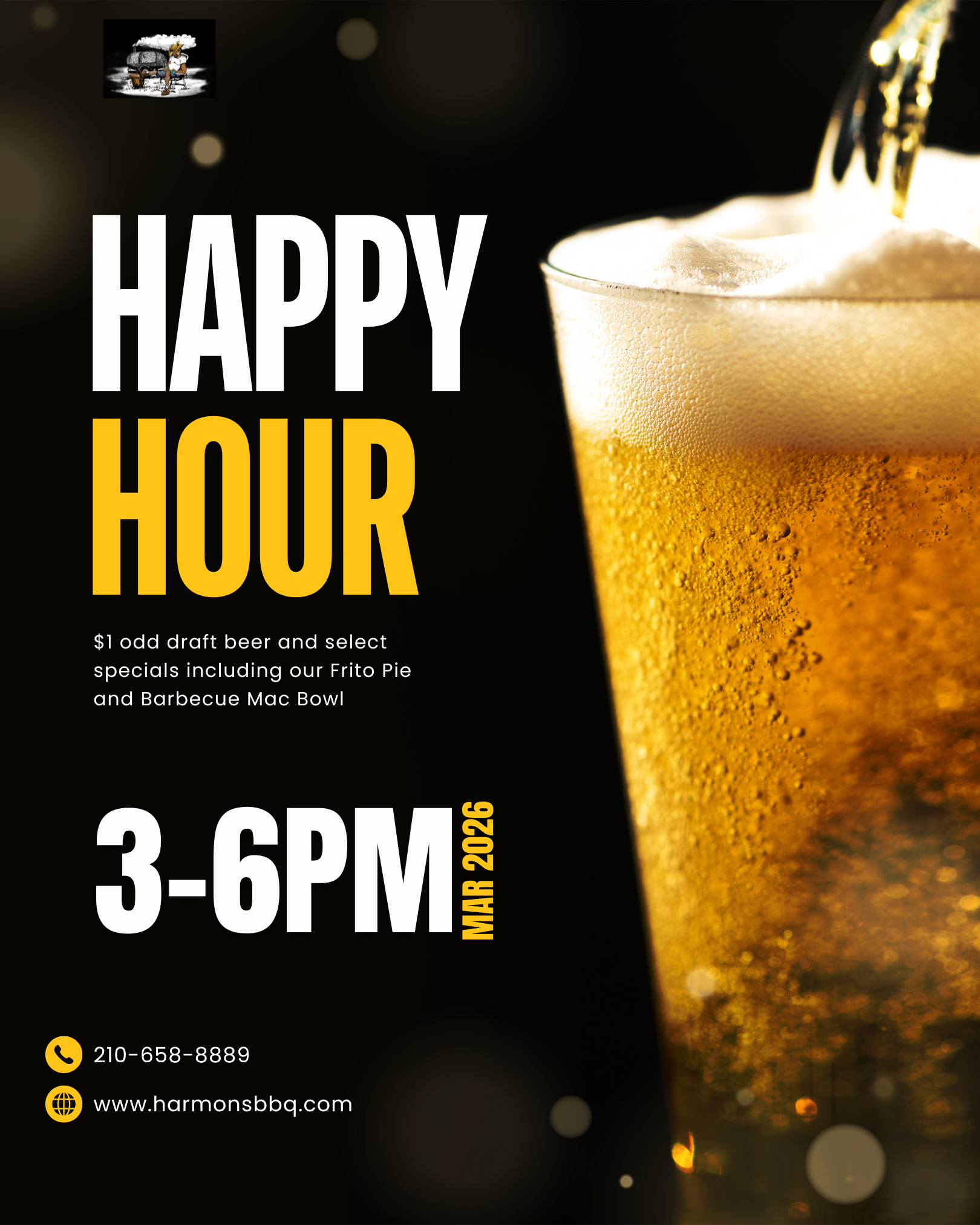 Happy Hour- $1 off Draft Beer