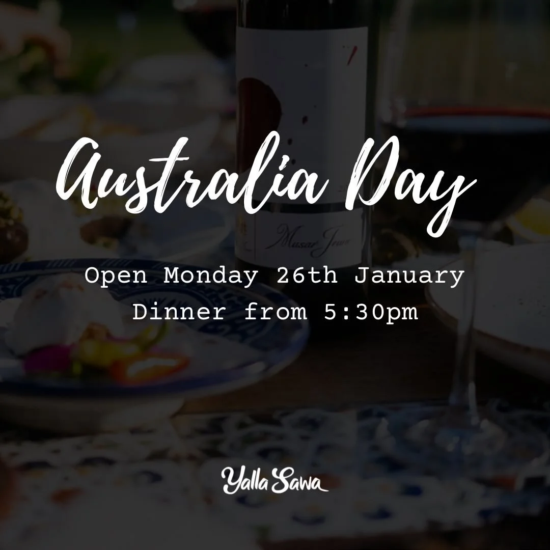 We will be open Australia Day from 5:30pm. 
.
Bookings now open 👉 head to link in bio. 
.
#yallasawa #cronulla #restaurant #sydneyrestaurants
