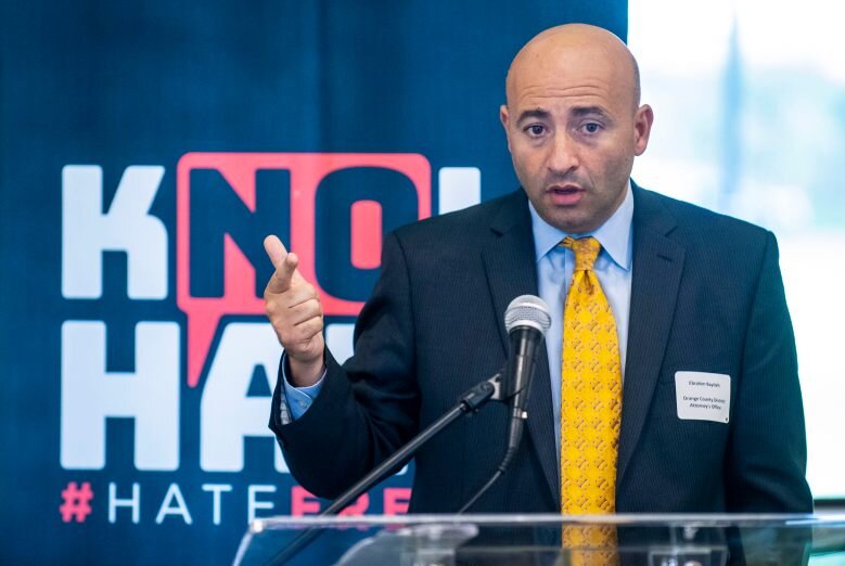  Ebrahim Baytieh of the Orange County District Attorney’s Office, speaks following the release of the latest report on hate crimes in Orange County for 2018, on Thursday morning, September 26, 2019, at the Los Olivos Community Center in Irvine. (Phot