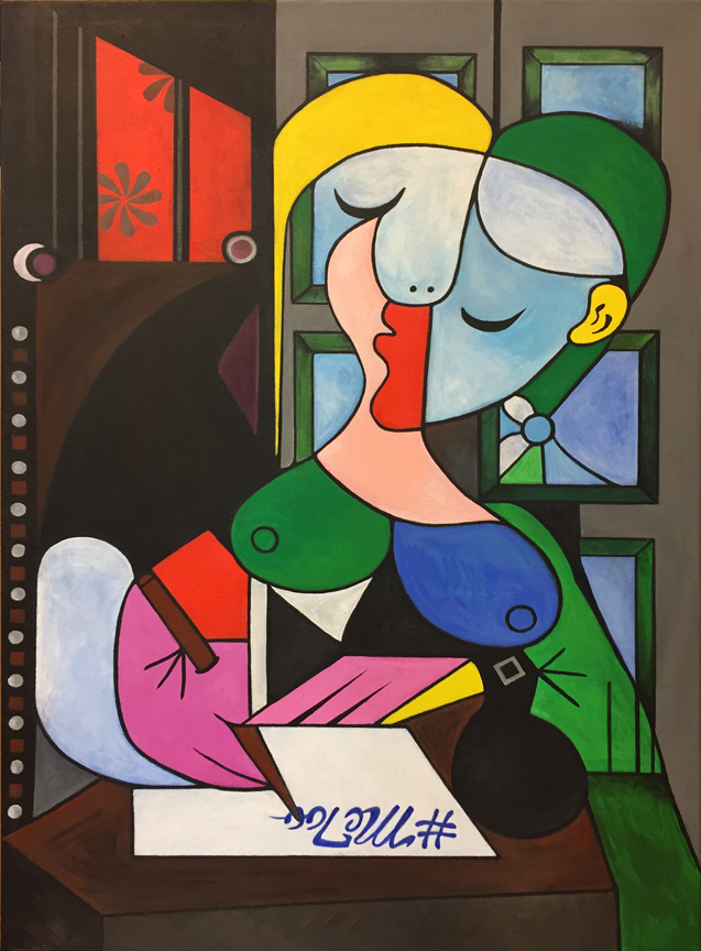 #MeToo: Woman Writing, Picasso. 2018. 44"x30".
