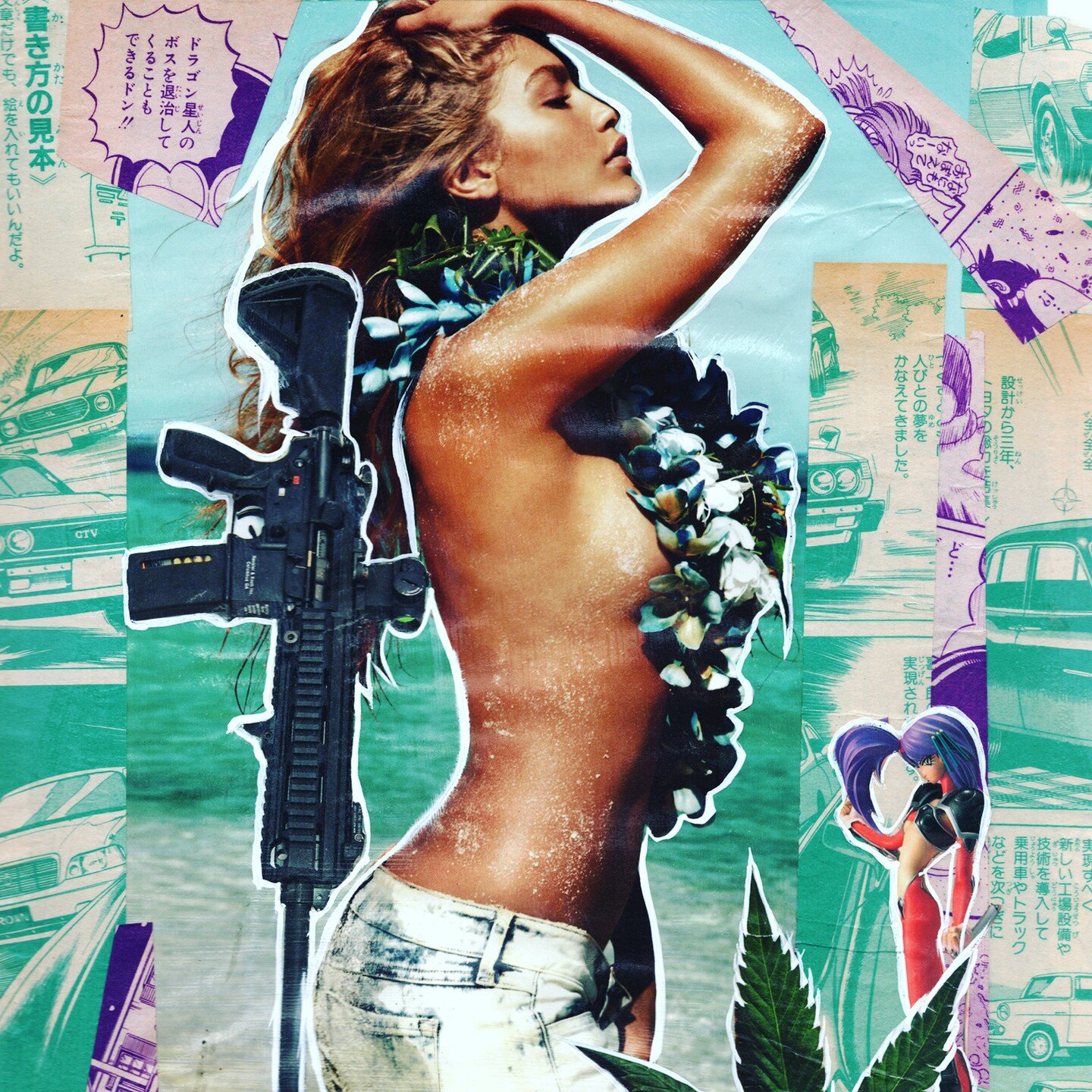&quot;Guess what? That's what!&quot; Collage art by Espo71. #supermodels #gunmodels #ar15 #420 #guess #collageart #collageartipunkrockart #surrealism #punkrockart