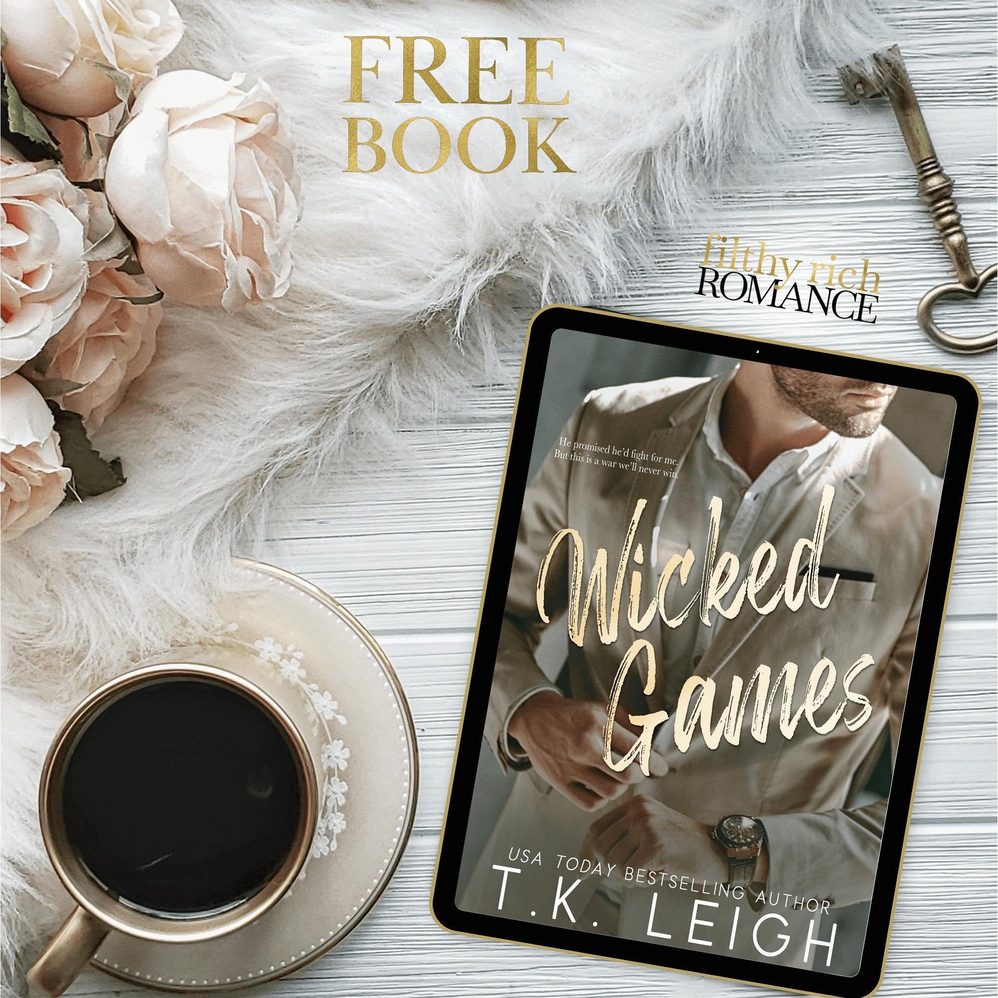 💛 Welcome to Filthy Rich Romance&rsquo;s latest book boyfriend! 💛⁣
⁣
It&rsquo;s time for your Filthy Rich Romance free book of the month! Wicked Games by T.K. Leigh is FREE until May 14th!⁣
⁣
💛💛💛⁣
⁣
What happens in Vegas is supposed to stay in V