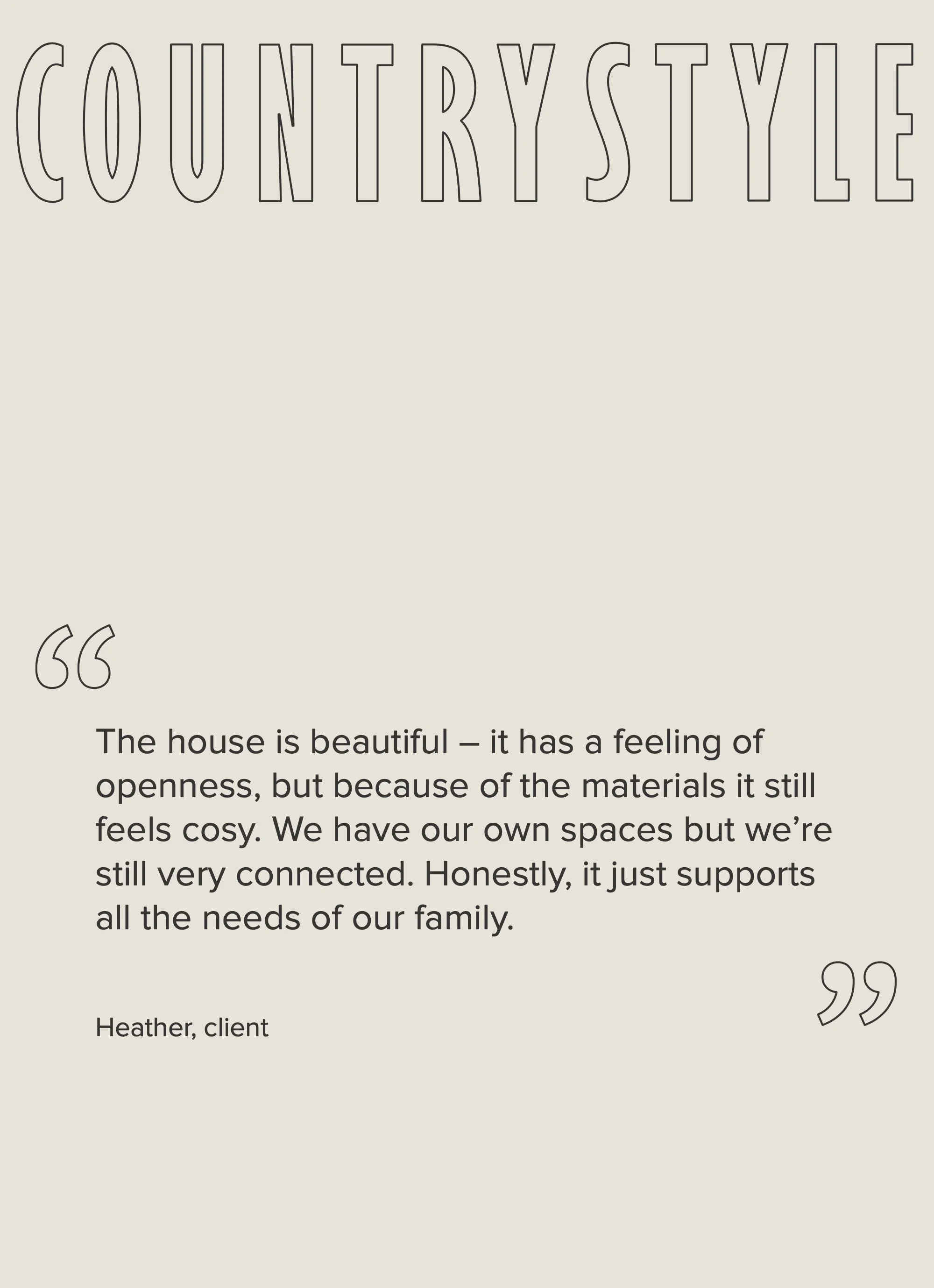  Country Style magazine feature, highlighting James's renovation of this Renmark house. Quote with client’s comments finished qualities of the house. Story by Penny Carroll. 