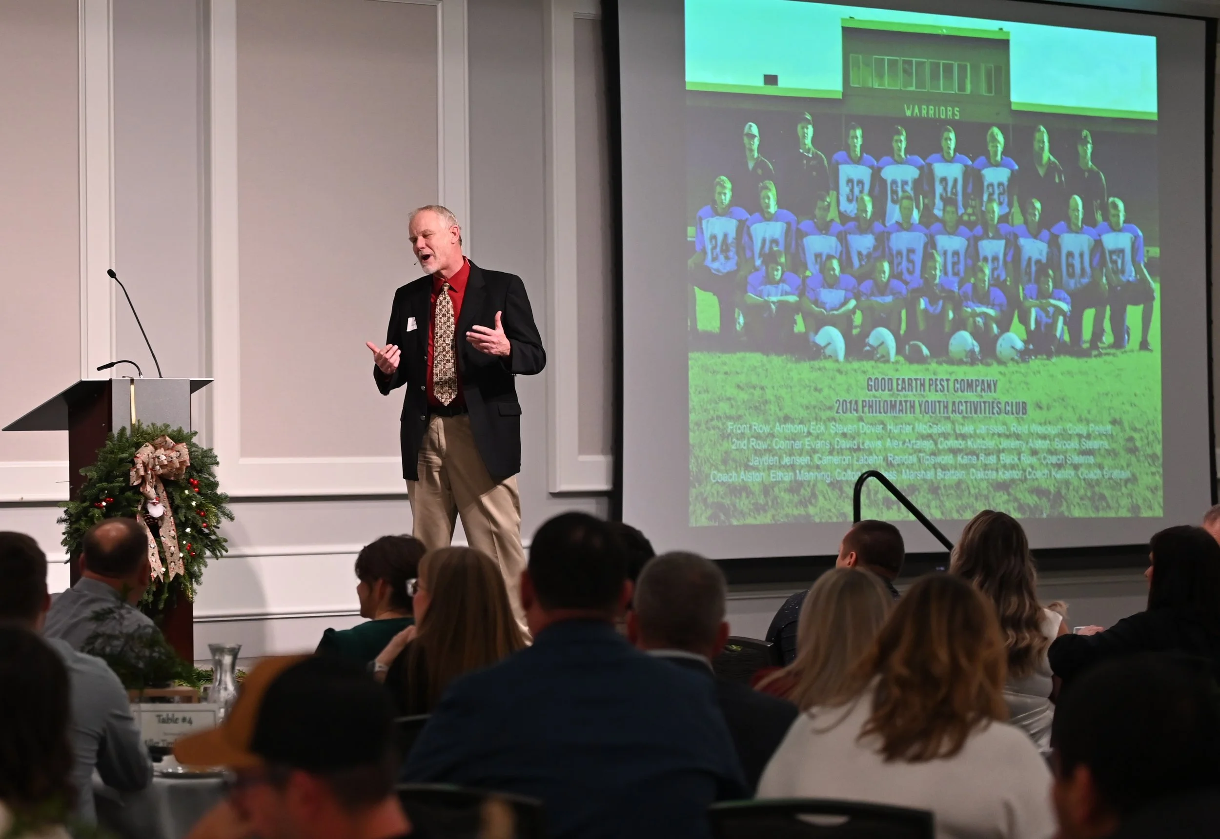  Guest Speaker Gerry Alston talks about the influence PYAC had on his family at the 2025 Annual Fund Dinner. (Photo by Brad Fuqua/Philomath News) 