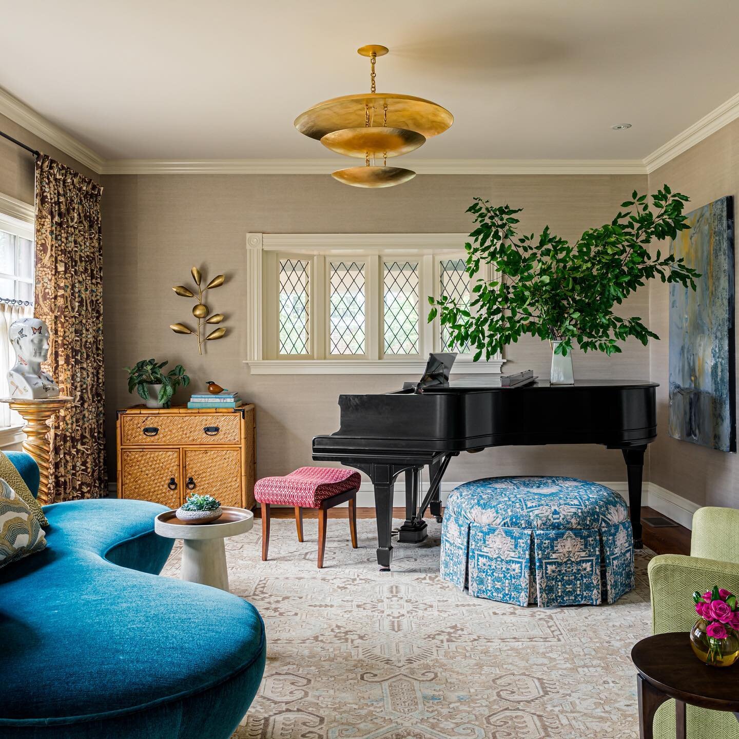 Though a music room was relatively commonplace in plenty of 19th-century homes, most have since been transformed into a home office or fitness space. Here, however, Austin created a music room where there hadn't been one. &quot;The clients are a succ