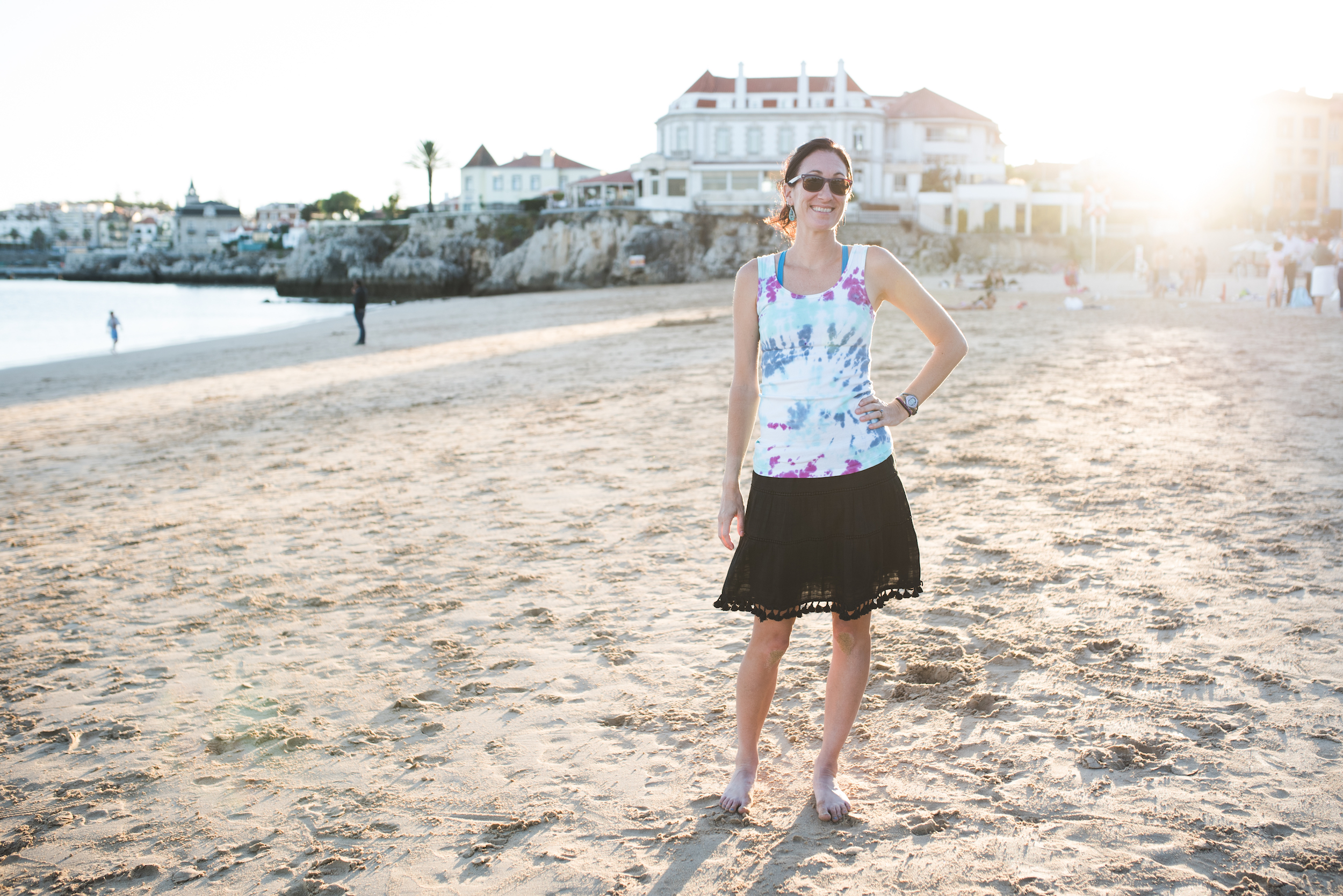 Here’s me on the beach in Caiscais, Portugal (photo by Tracy Swift)
