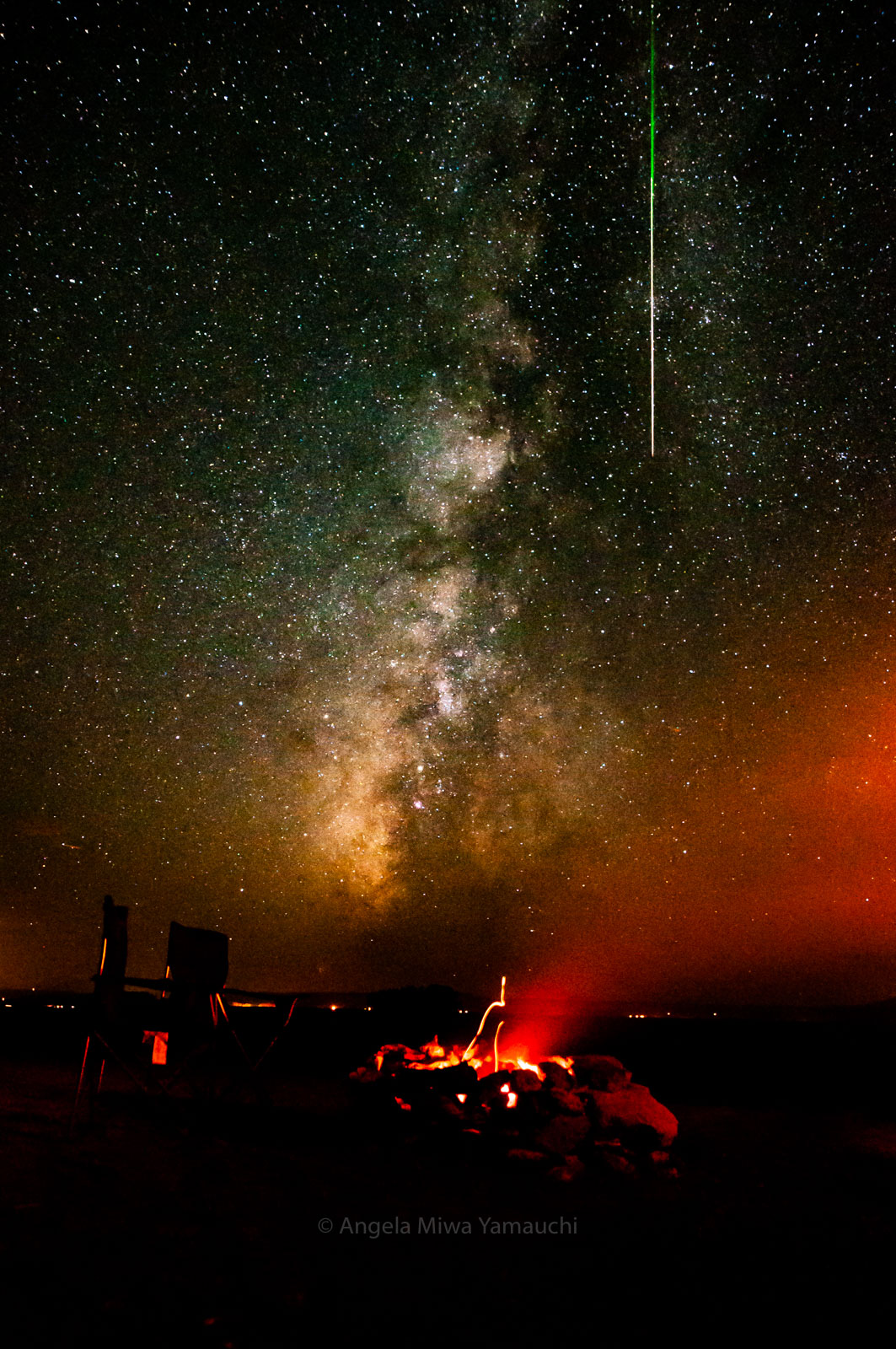 Meteor, Milky Way, and Fire
