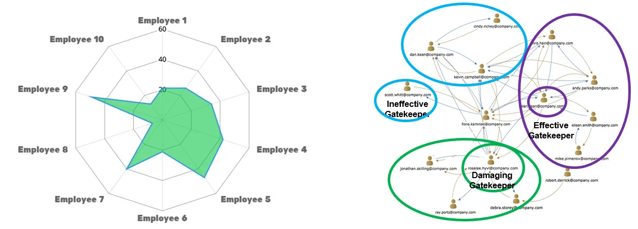 Figure 1: EXAMPLE OF ONA: Quantified evidence of leaderships behaviours (Source: Greg Newman)