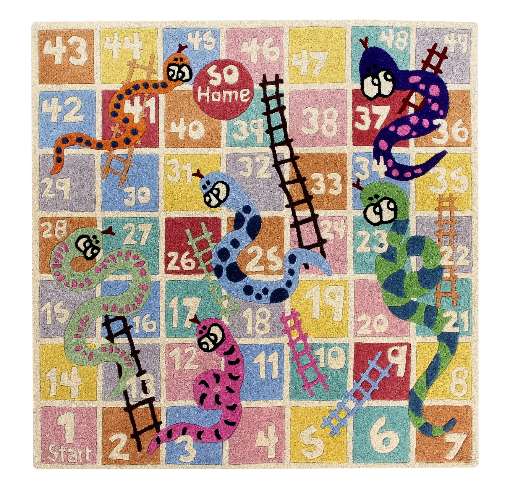 Ana & Noush Rugs, Colourful Rug, Snakes Ladders Rug, Kids Room, Girls Room, Boys Room, Nursery, Soft, Hypoallergenic, Durable, Playful, Luxury, Designer, Modern, Handmade, Wool Rug