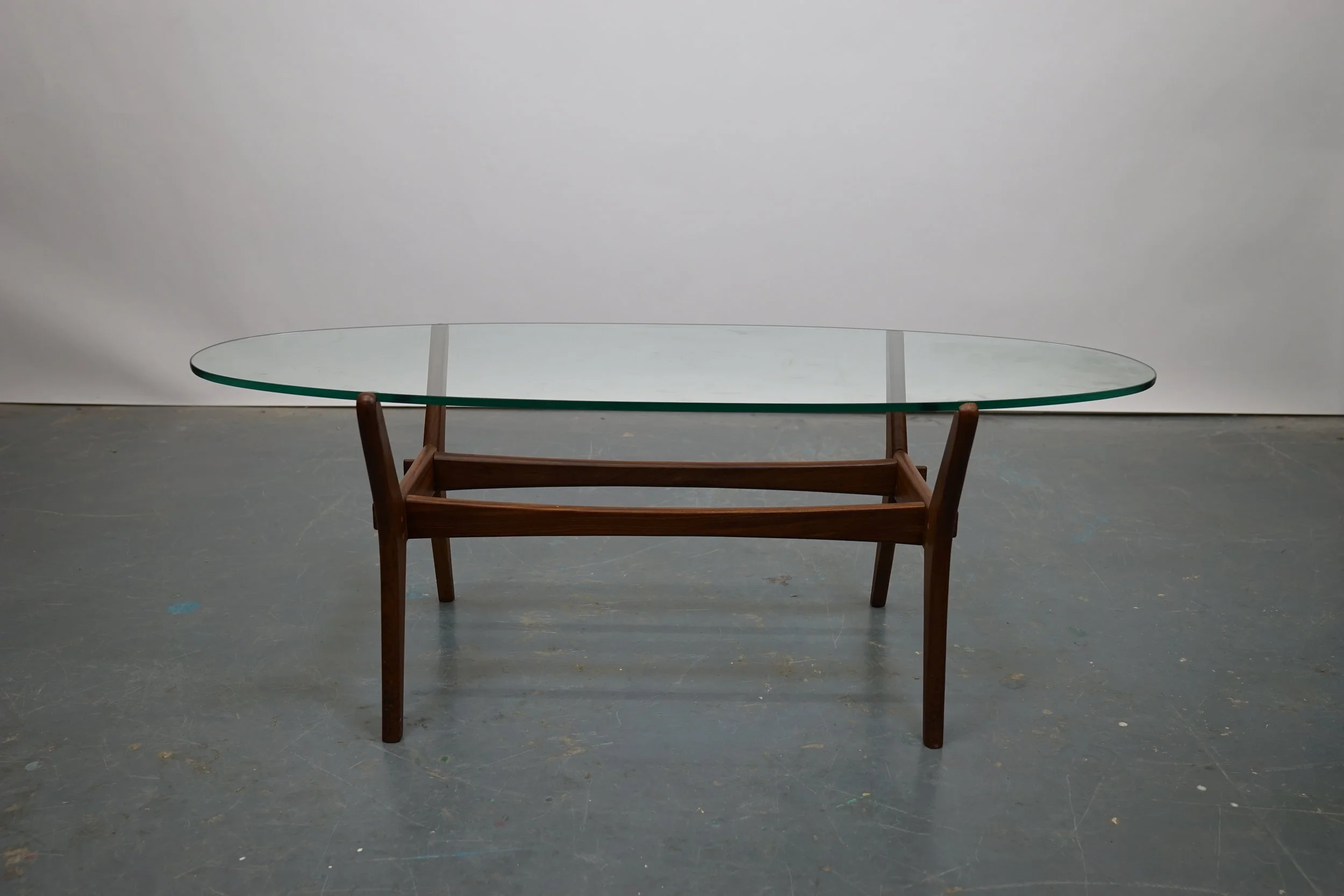 OOW- OLD OLD WOODS- Mid Century Glass Top Coffee Table