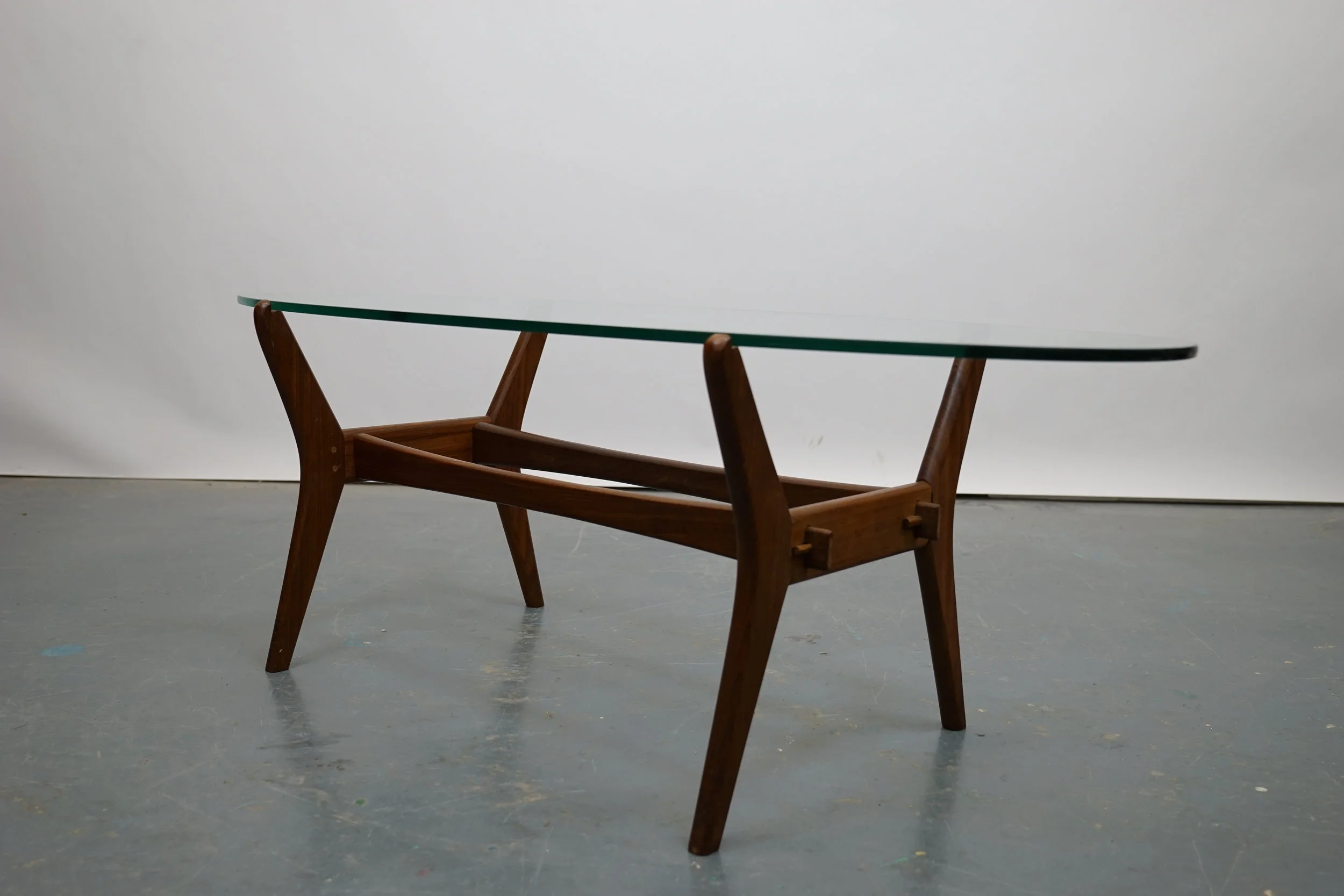 Mid-Century Glass Top Coffee Table