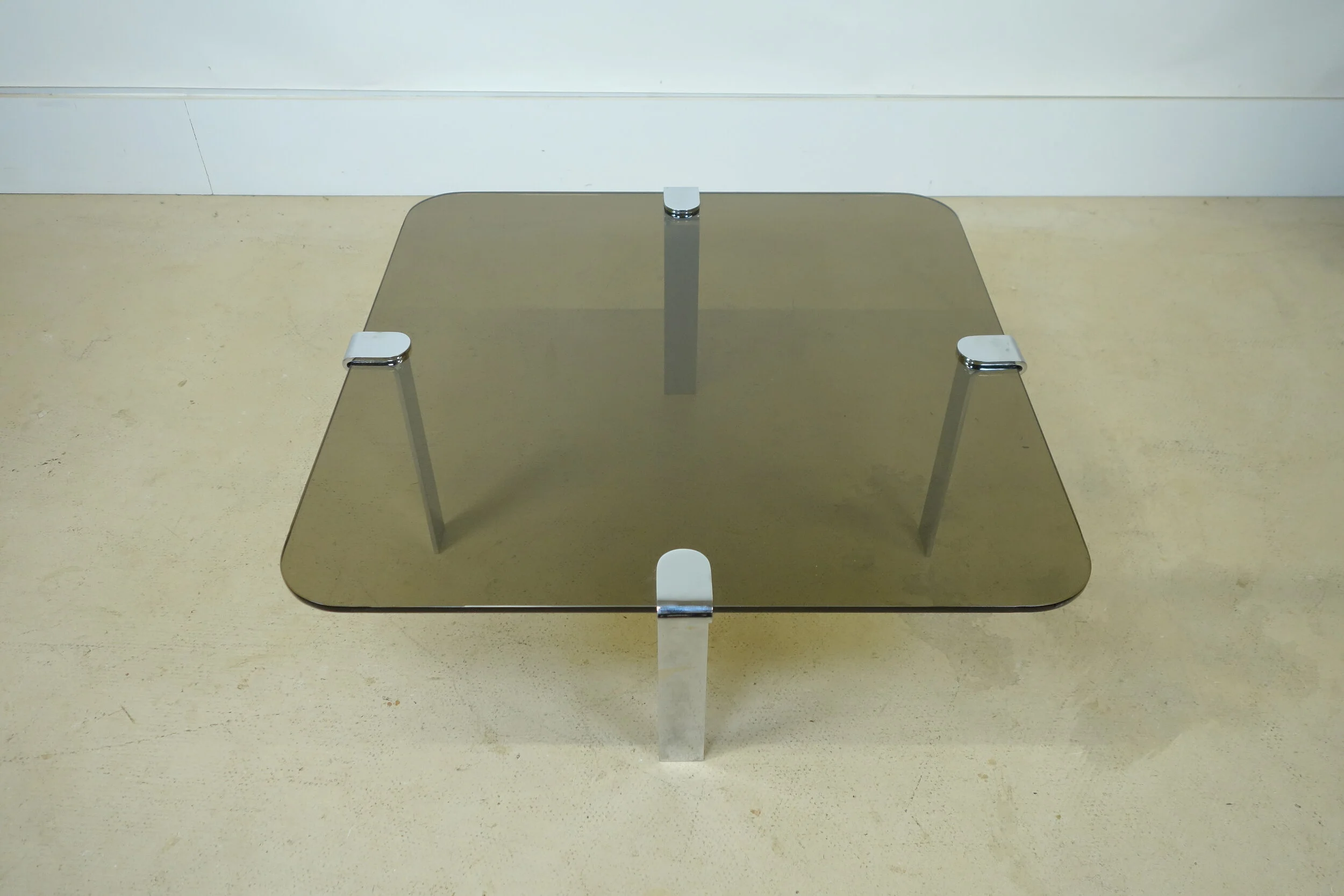 Glass Coffee Table in the Manner of Francois Arnal, 1970s OOW