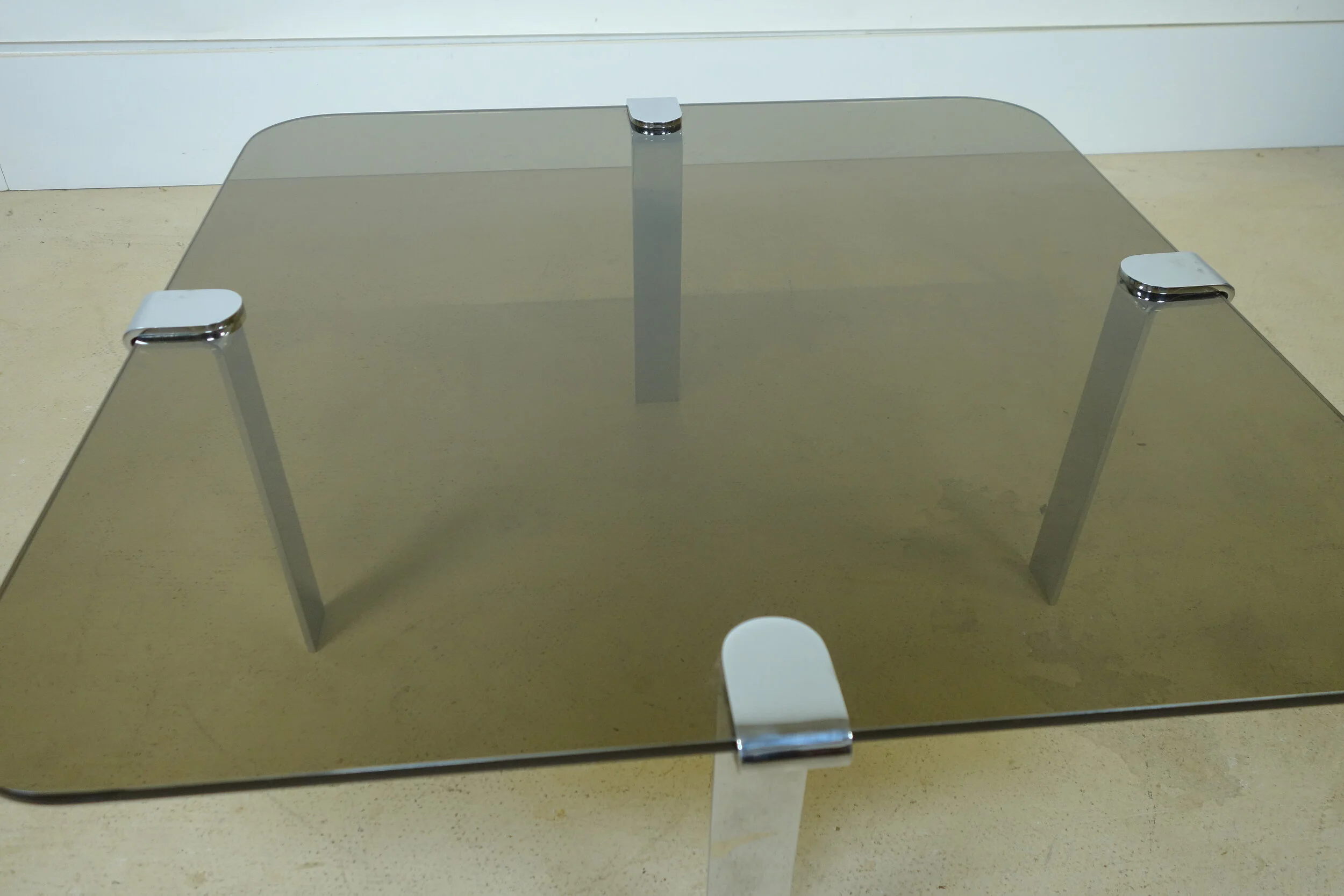 Glass Coffee Table in the Manner of Francois Arnal, 1970s OOW