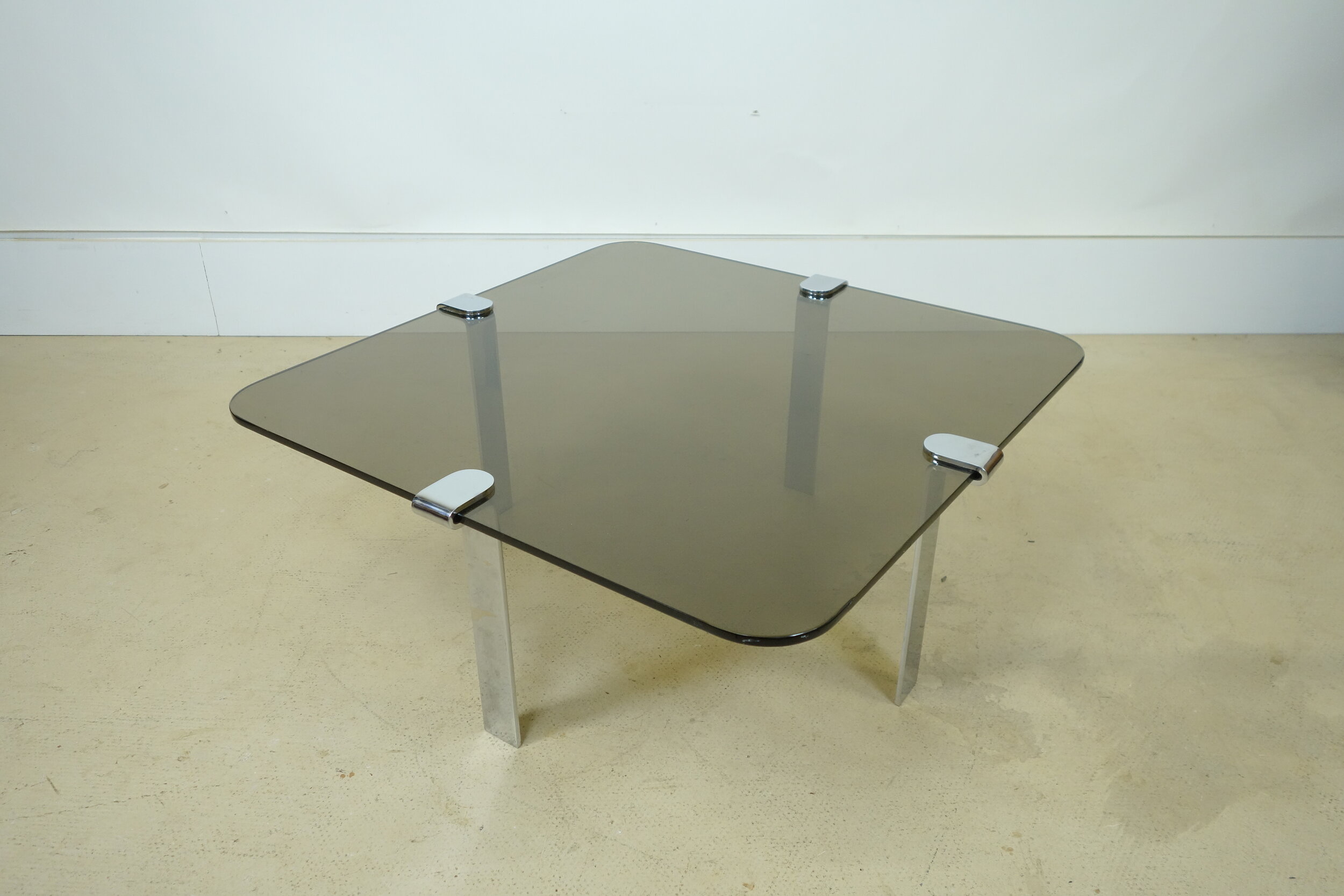 Mid Century Glass Coffee Table in the Manner of Francois Arnal, 1970s