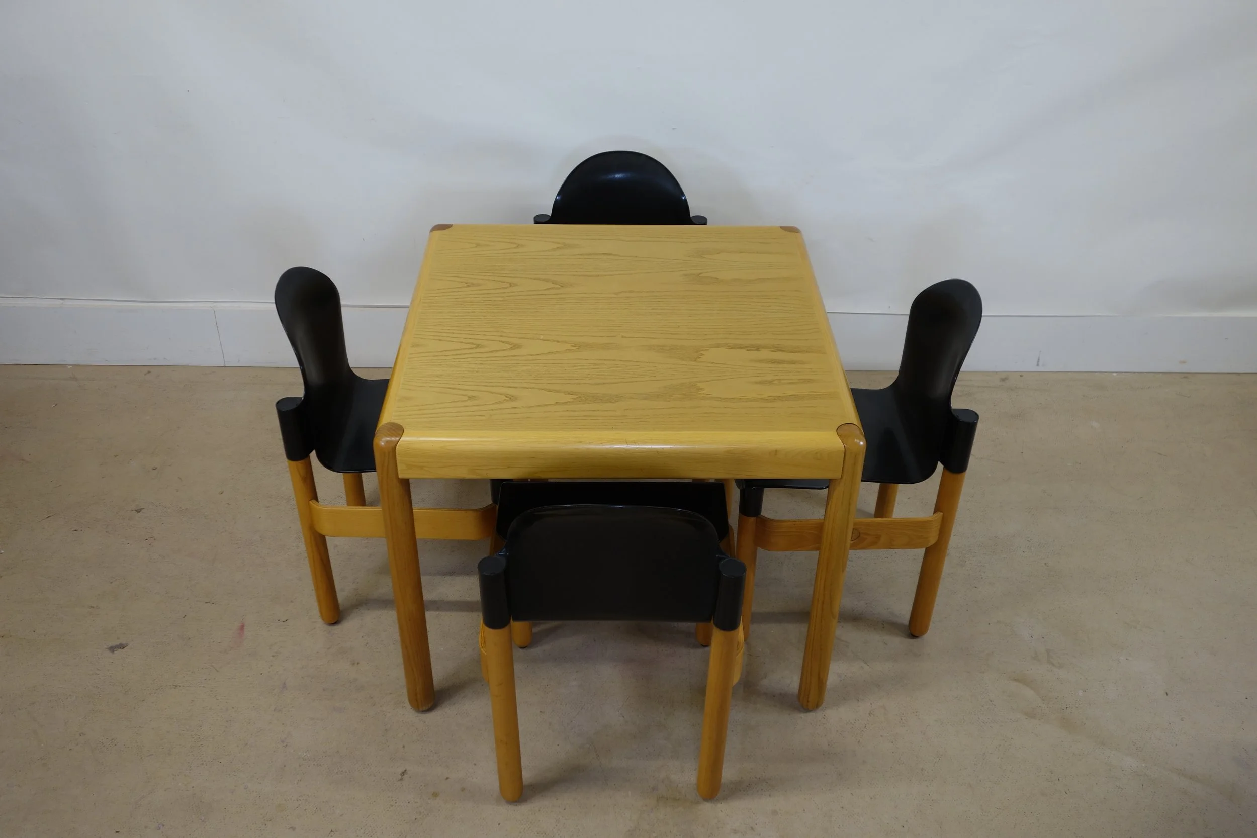 Small Vintage Solid Birch Dining Table.