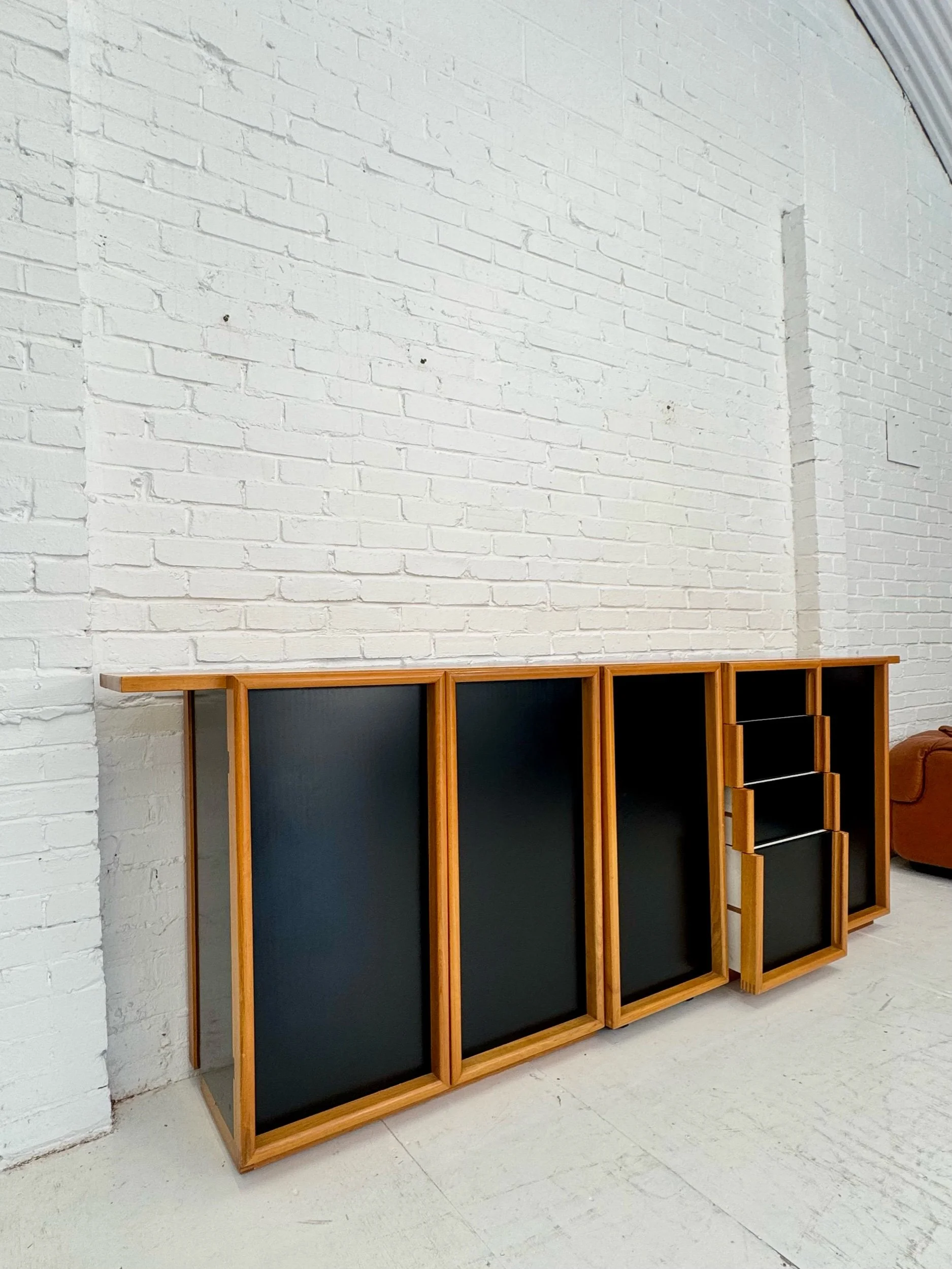 Large Postmodern Sideboard | Teak & Black Laminate | c.1980s