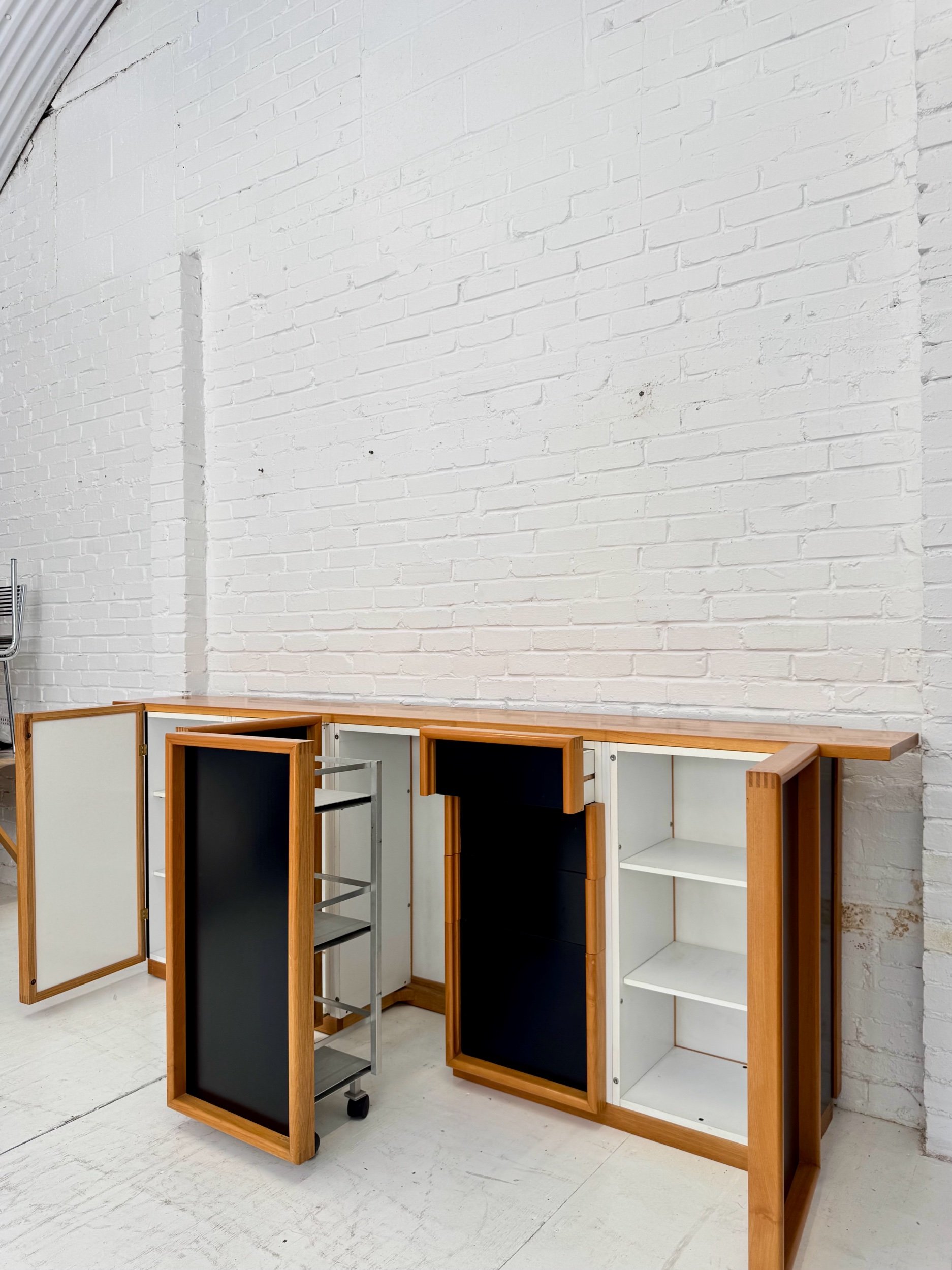 Large Postmodern Sideboard | Teak & Black Laminate | c.1980s