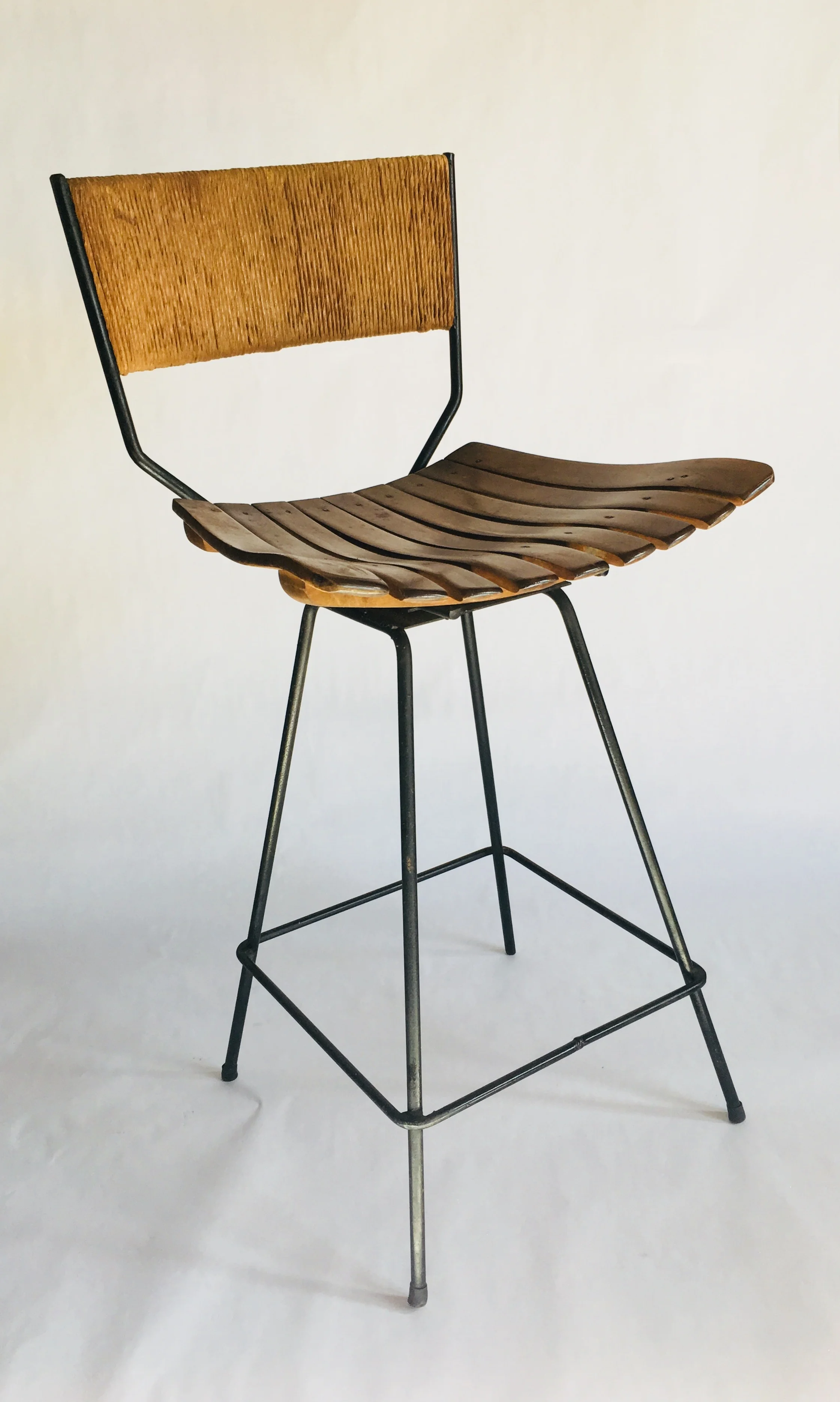 Twine-back Slat Barstool