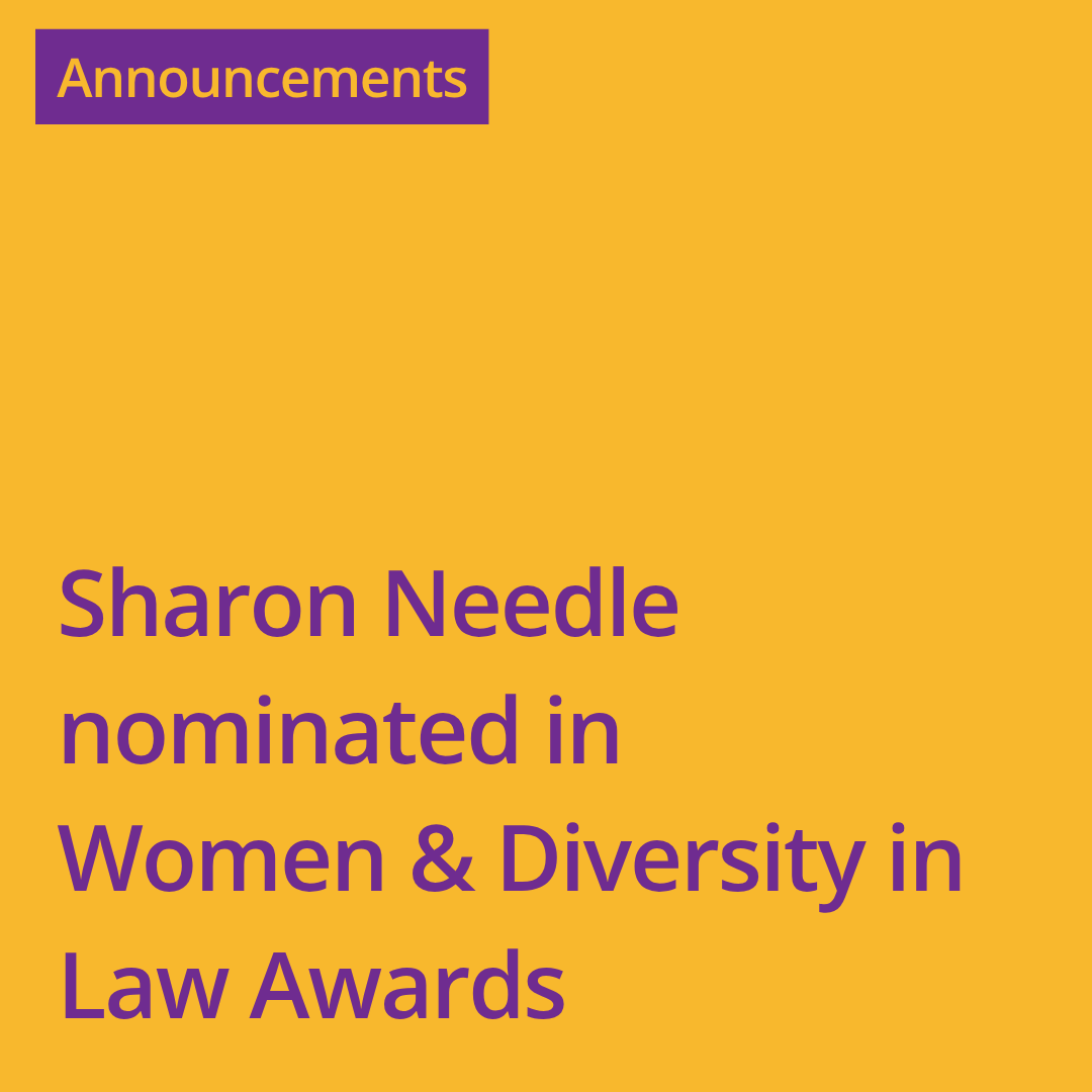 Sharon Needle nominated in Women &amp; Diversity in Law Awards 2026