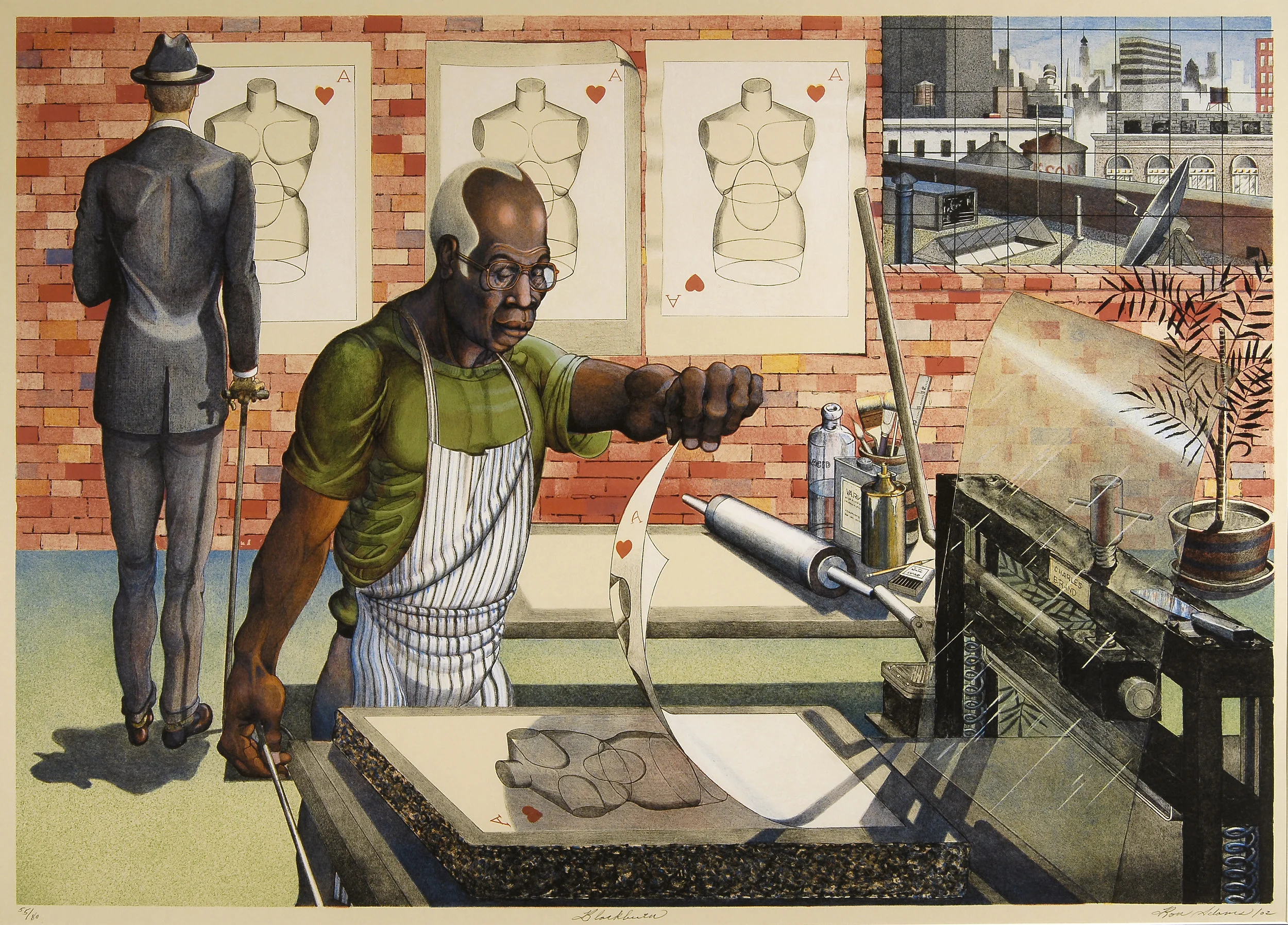 RON ADAMS (born 1934) Blackburn 2002 Color lithograph Edition no. 55/80 25 x 35 inches Courtesy of The Kelley Collection