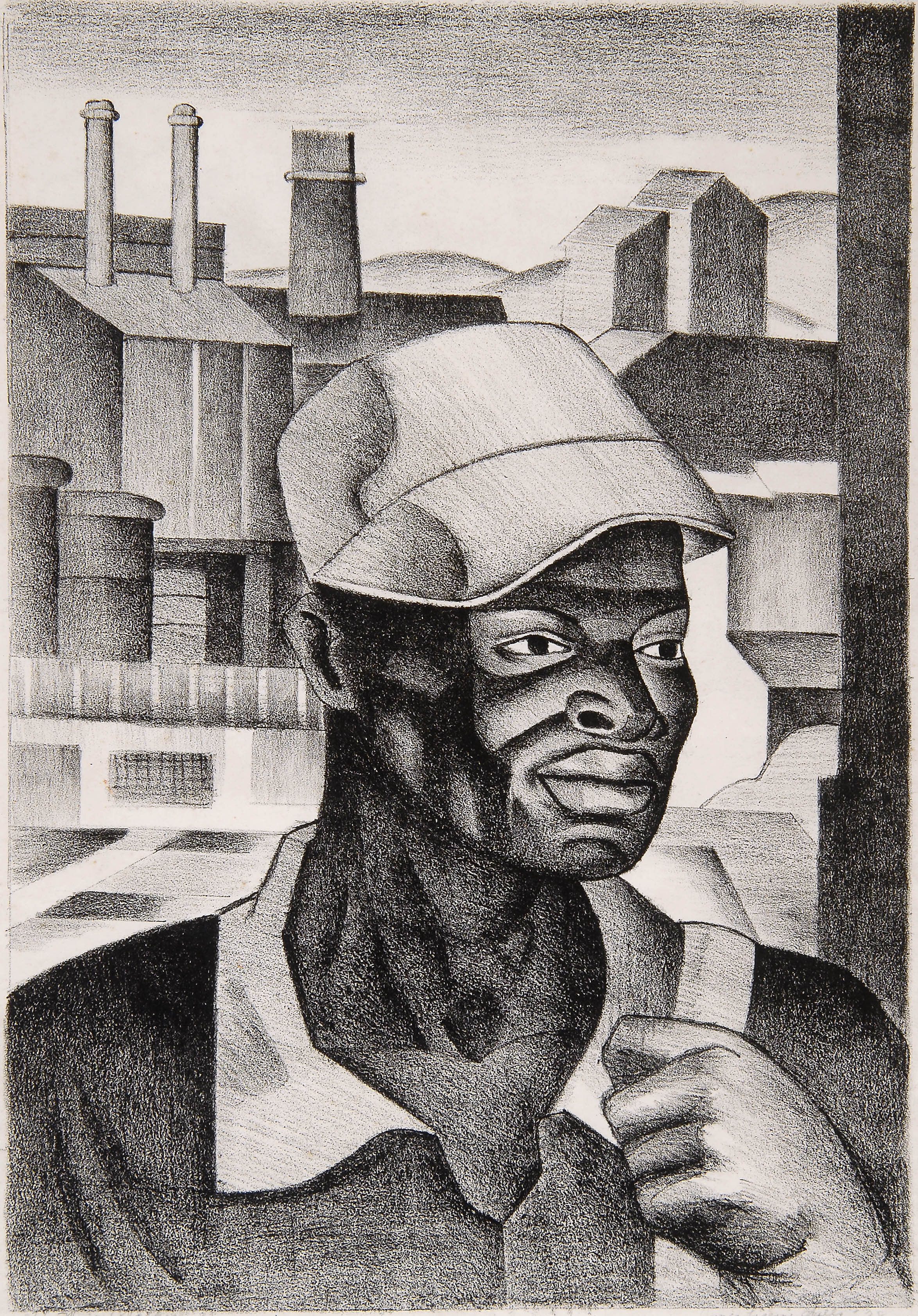  JAMES LESESNE WELLS   (1902-1993)  Negro Worker , 1928&nbsp;One color lithograph Edition no.:&nbsp; 3/35 Courtesy of the Kelley Collection 