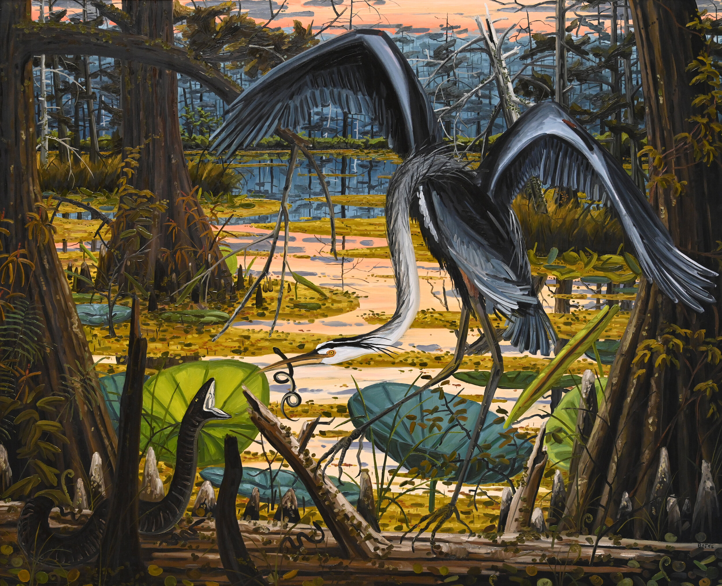   DAVID BATES  (American, b. 1952),  Black Water II,&nbsp; 1988, Oil on canvas, 78 x 96 inches, Courtesy of the Albritton Collection 